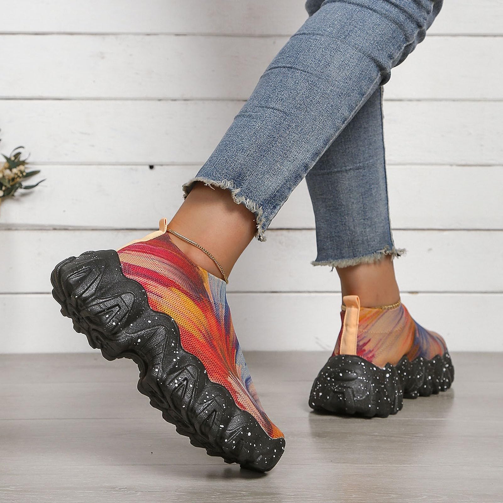 Women's Fashion Thick Sole Mesh Casual Shoes - Comfortable Soft Sole Slip-On Sneakers for Wide Feet | Perfect for Business Casual, Walking & Everyday Wear