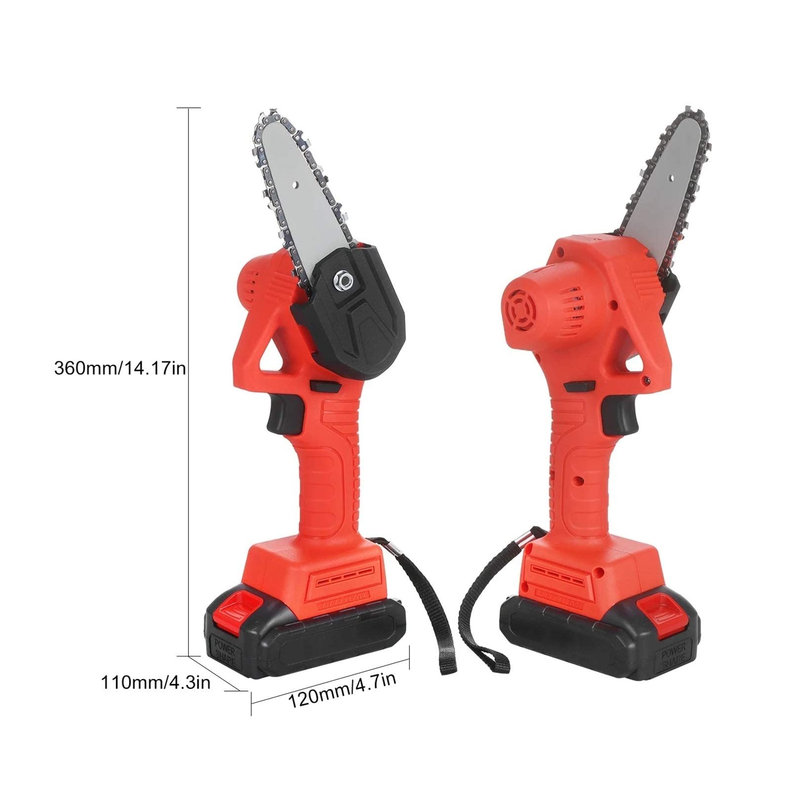 21V Cordless Electric Pruning Chainsaw with 2.0Ah Battery & Charger - 4 Inch Lightweight Tree Trimmer for Garden Pruning, Landscaping & DIY Wood Cutting