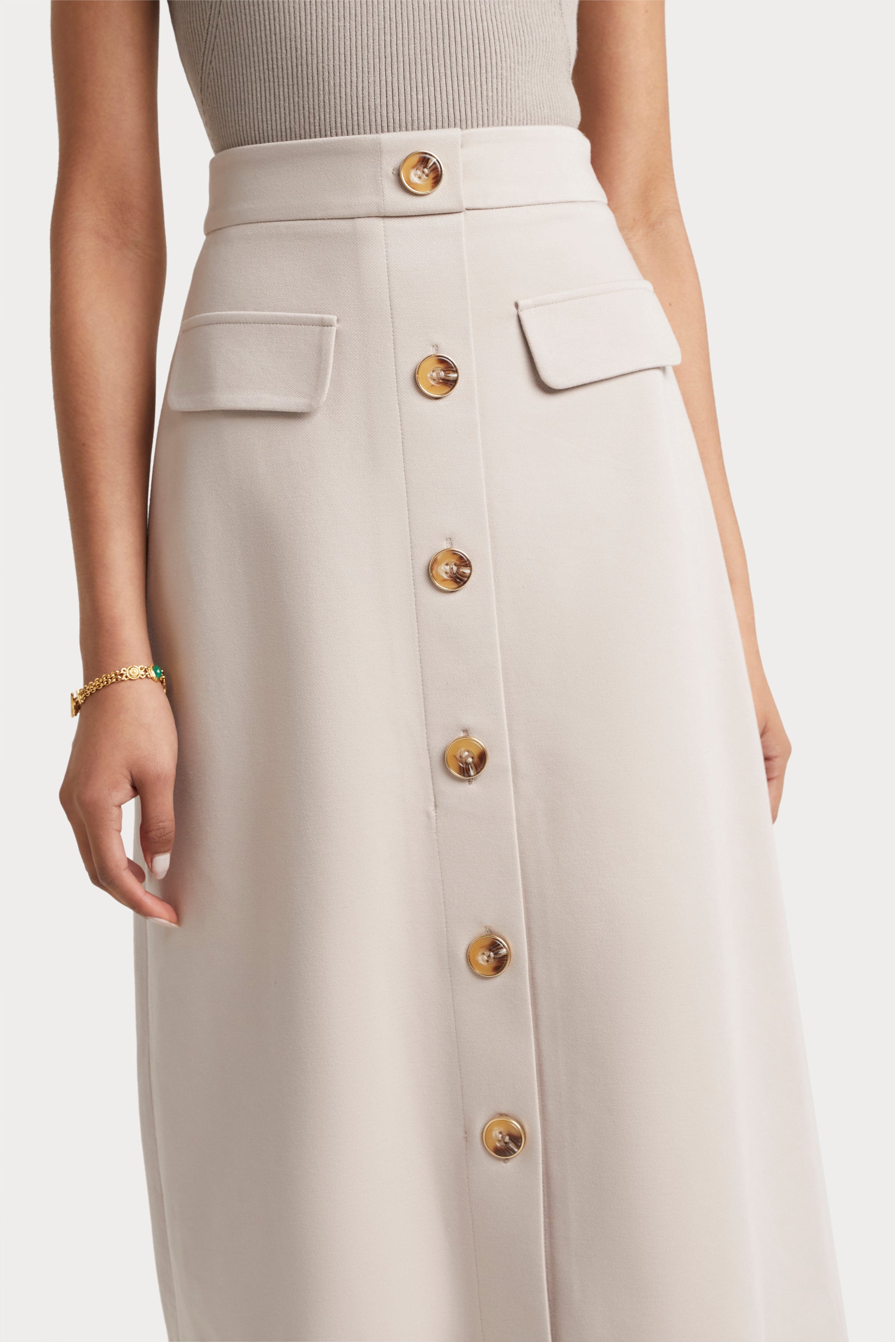 Husk Arabella Skirt in Stone - Women's Boho Midi Skirt with Side Slit | Perfect for Summer Outfits, Beach Vacations & Casual Chic Style
