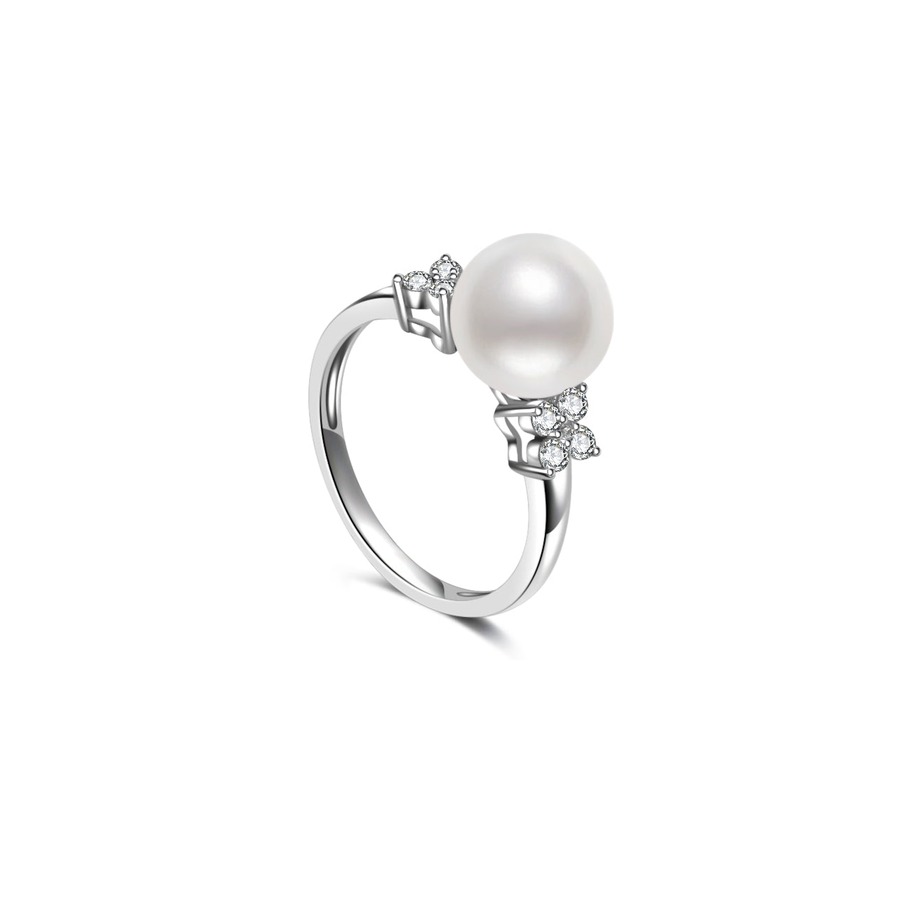 18K Solid Gold Diamond Akoya Hanadama Pearl Ring KR00131 | EVERLEAF - Elegant Jewelry for Weddings, Anniversaries & Special Occasions