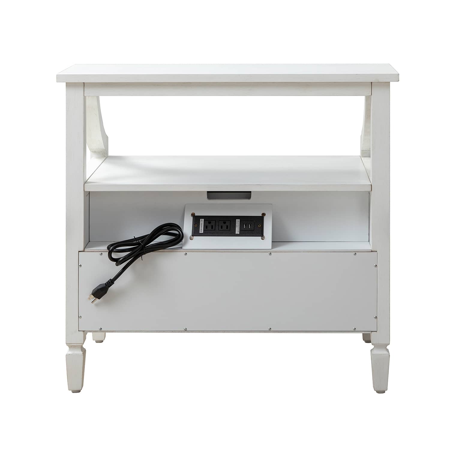 Grace 2-Drawer Nightstand with USB Charging Ports & Power Outlets - Modern Bedside Table for Bedroom, Living Room & Office Use