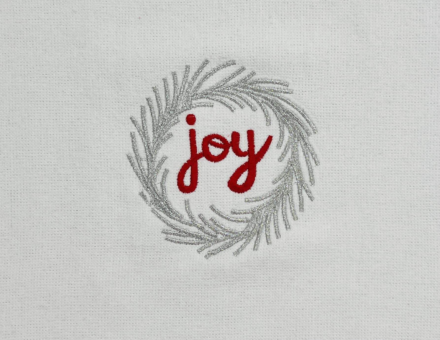 Christmas Joy Holiday Kitchen Hand Towels - Contemporary Silver Red Embroidered White Waffle Towels for Festive Decor & Gift Giving | Perfect for Holiday Parties, Home Decor & Hostess Gifts