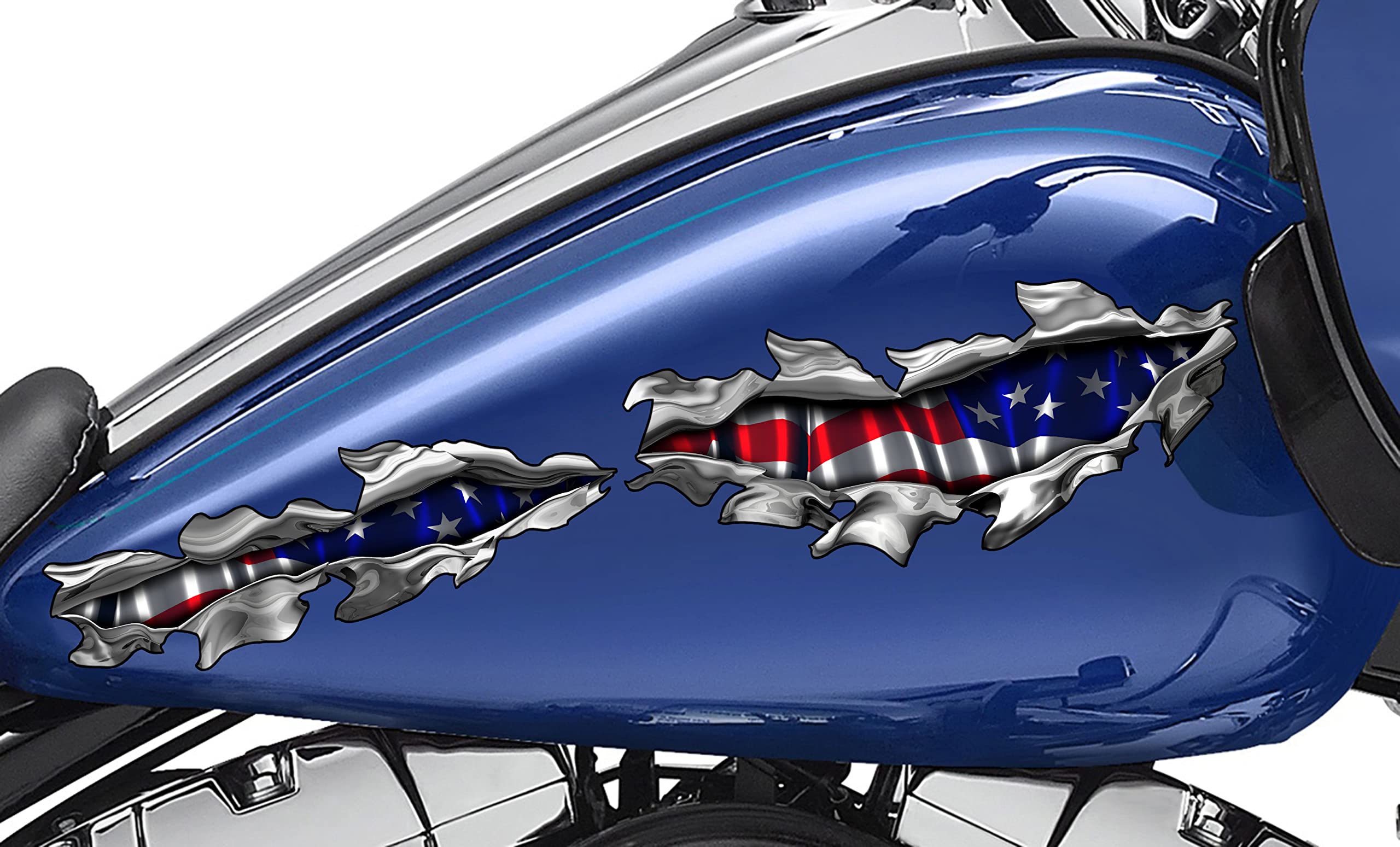 USA Flag Motorcycle Decal - Patriotic US Flag Vinyl Stickers for Motor-Bike Racing & Dirt Bikes (18x60) - Perfect for Bike Wraps, Helmets & Racing Gear - Show Your American Pride on the Road & Track