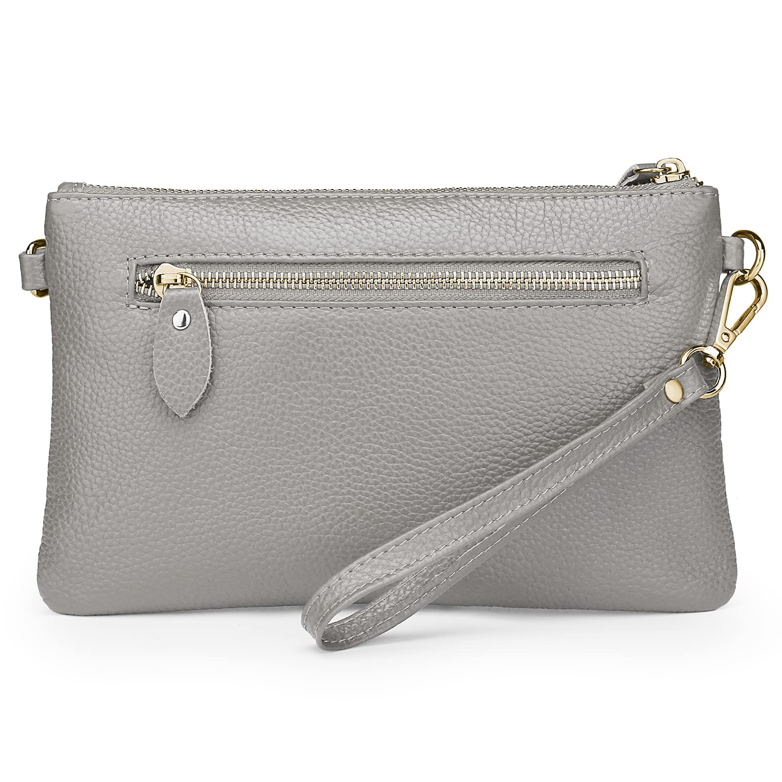 YALUXE Women's Genuine Leather Wristlet Purse Clutch Wallet with Detachable Crossbody Strap - Stylish & Compact for Parties, Travel, and Everyday Use