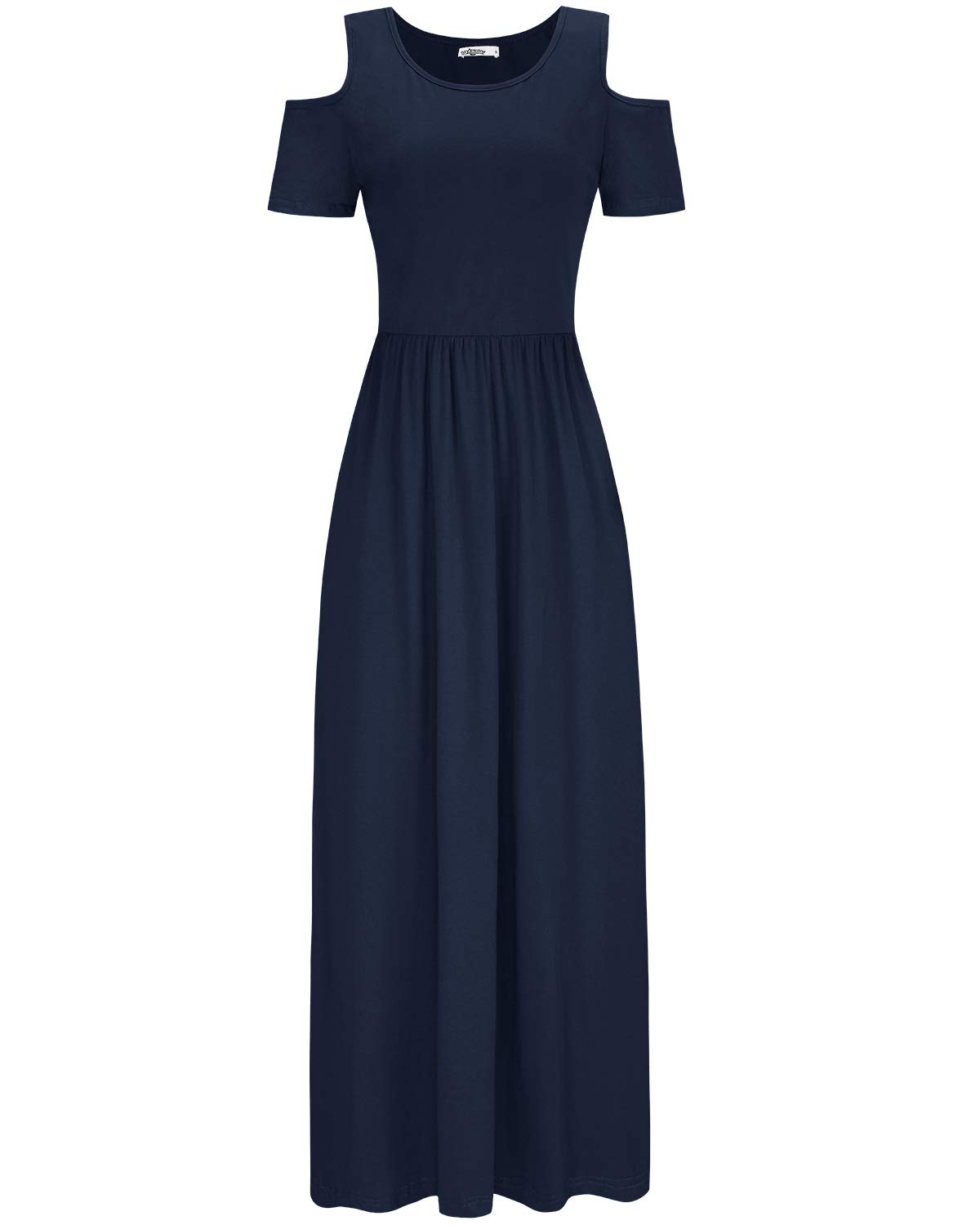 STYLEWORD Women's Summer Maxi Long Dress 2025 - Cold Shoulder Sundress with Pockets for Beach, Vacation & Casual Wear