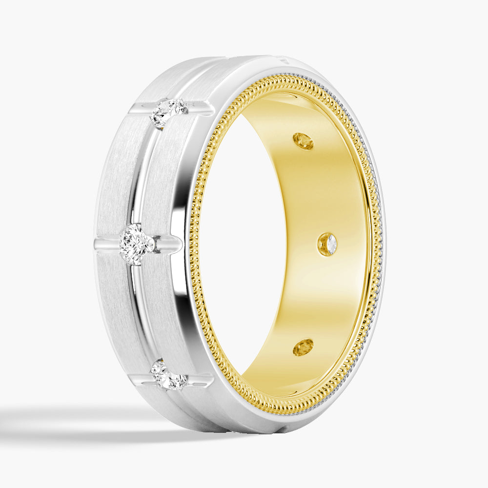 7.5mm Two Tone Matte Finish Moissanite Men's Wedding Band Ring - Perfect for Engagement, Anniversary & Everyday Wear