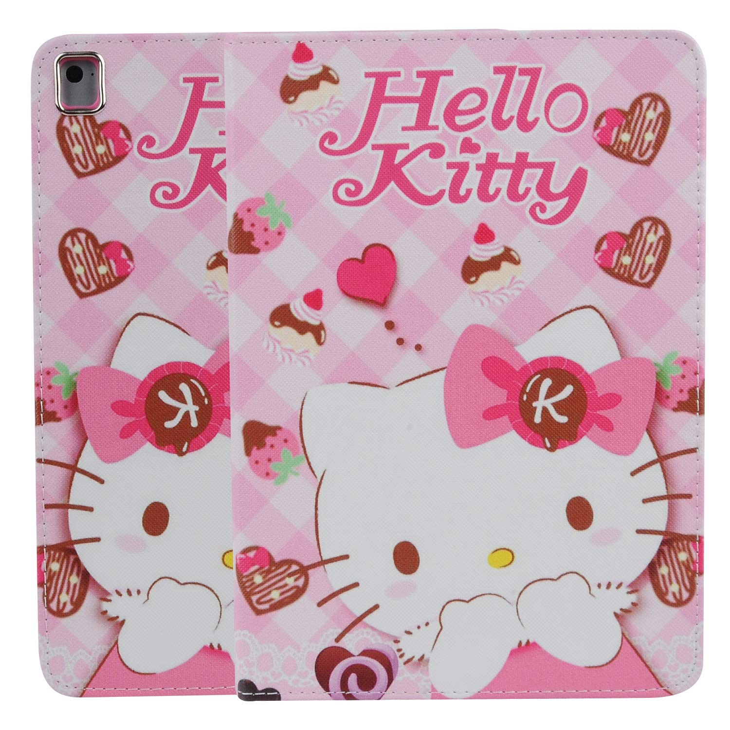 Cute Hello Kitty Cartoon iPad 10.2 2019 Case - Slim Flip Folio Stand Leather Smart Cover Compatible with iPad Air 3 / iPad Pro 10.5 / iPad 10.2 2019 - Perfect for School, Work & Travel Protection