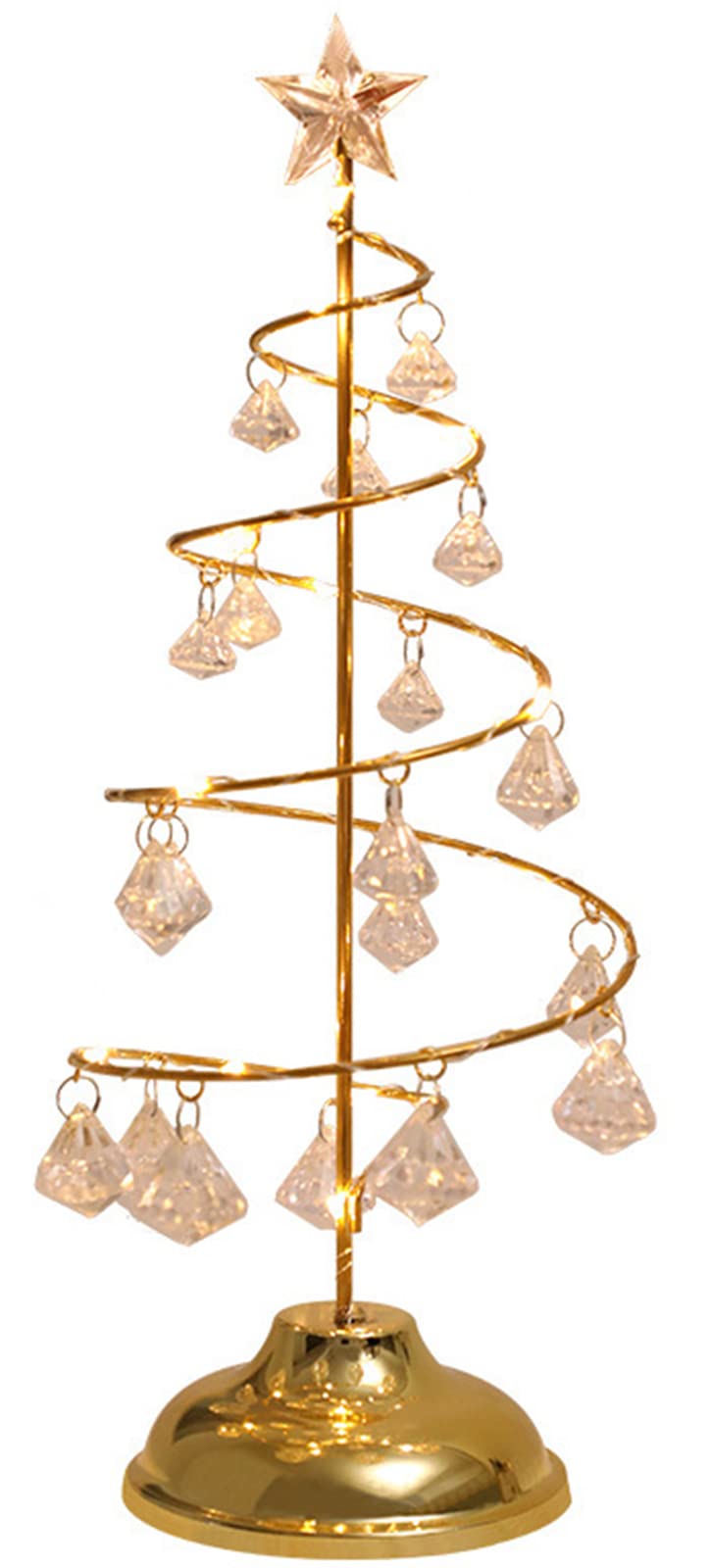 YUNZHIDUAN Christmas Tree LED Light - Modern Crystal Table Lamp for Desk Decor, Holiday Ornaments & Night Light - Perfect for Living Room, Bedroom, Office & Christmas Decoration (Warm White Glow)