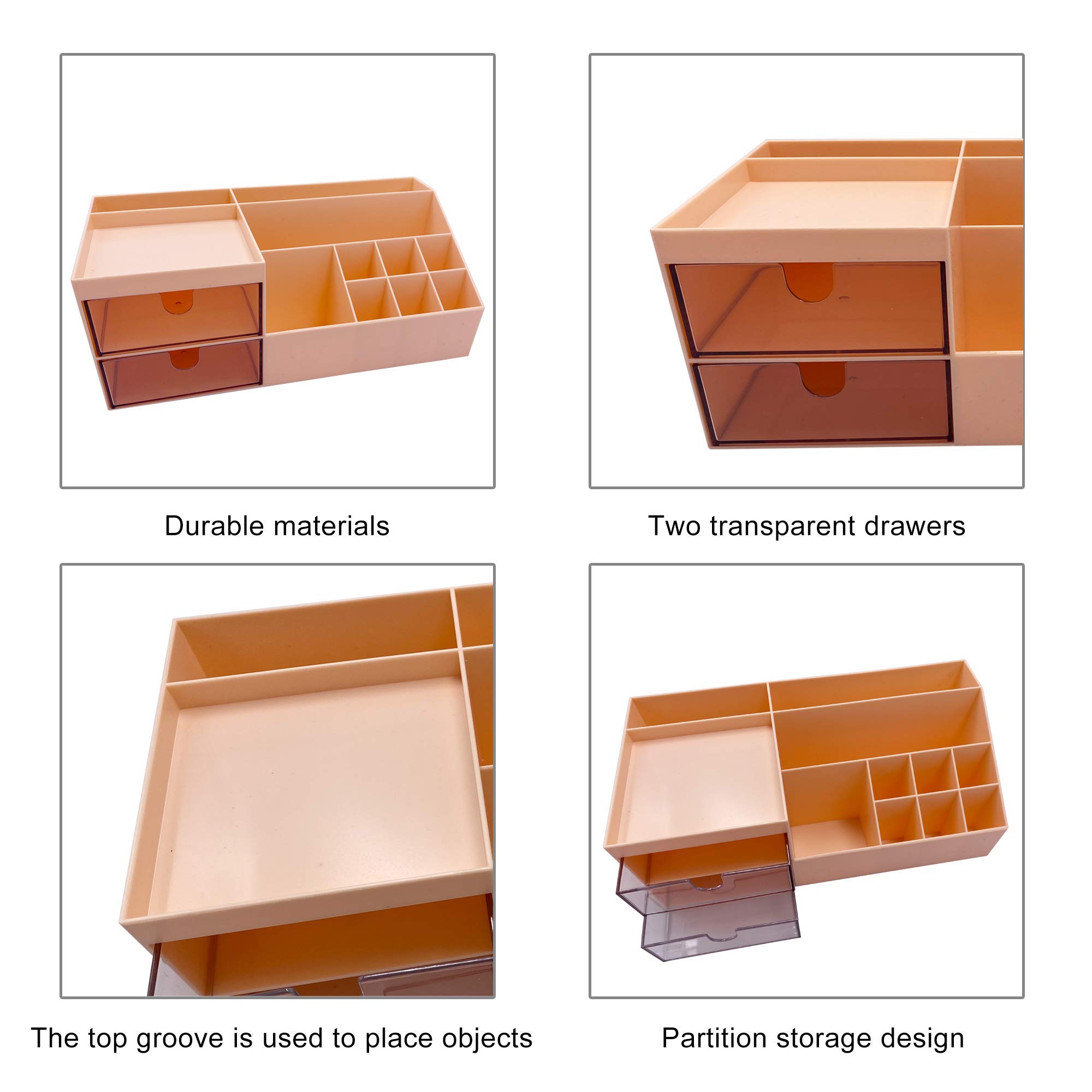 Pink Makeup Organizer & Cosmetic Storage Box - Vanity, Desk & Bathroom Organizer for Office Supplies, Jewelry & Beauty Products | Perfect for Dressing Table, Countertop & Workspace Organization