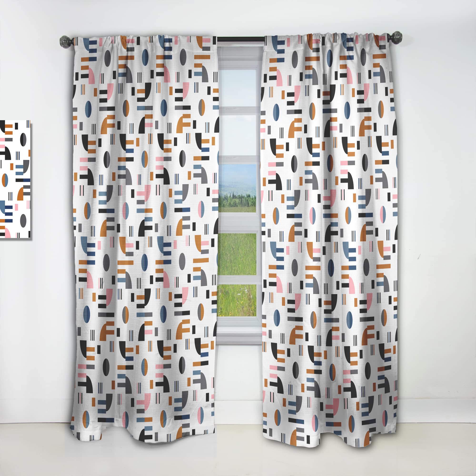 DesignQ Retro Abstract XI Thermal Insulated Curtains - Single Panel 52x120 - Blackout Drapes for Bedroom & Living Room - Perfect for Home Decor & Noise Reduction