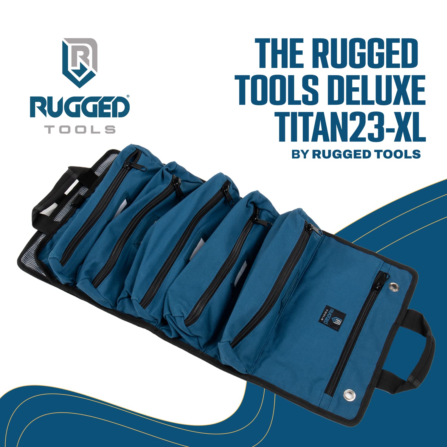 Titan23-XL Heavy Duty Canvas Tool Roll Organizer - Durable Wrench Roll & Tool Pouch for Electricians, HVAC Techs, Plumbers, Carpenters & Auto Mechanics - Perfect for Workshop, Job Site & Vehicle Tool Storage