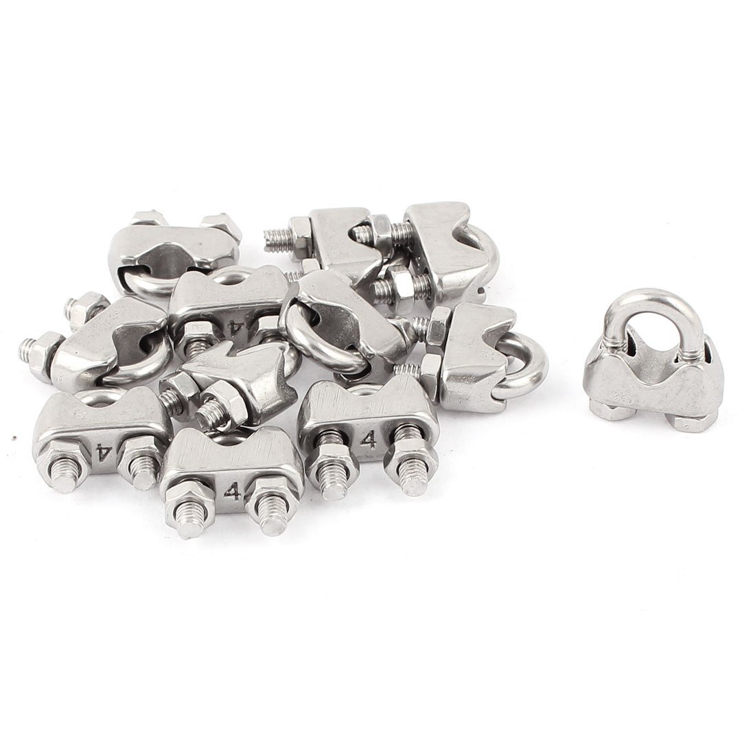 Stainless Steel Wire Rope Cable Clamp Clips 4mm (5/32 Inch) 12pcs - Heavy Duty for Marine, Rigging, Fencing & DIY Projects
