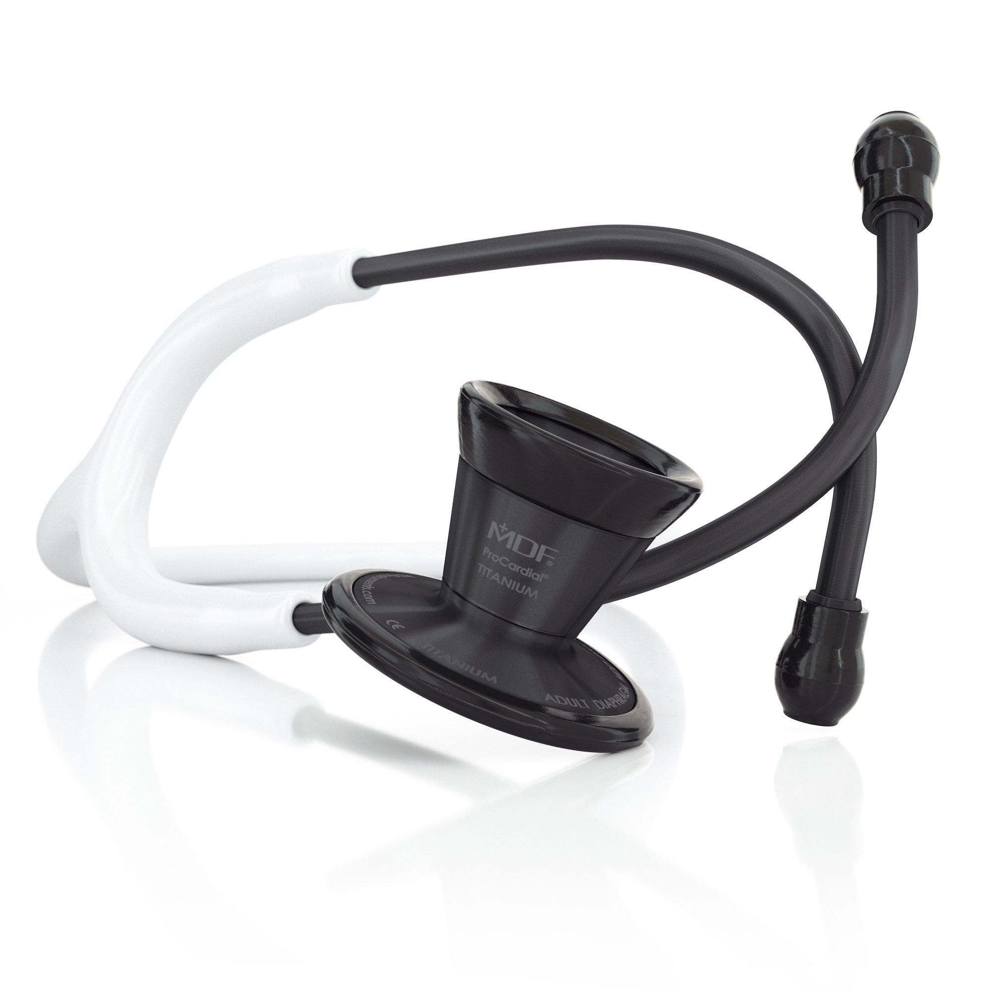MDF ProCardial Cardiology Stethoscope - Lightweight Titanium Dual Head Stethoscope for Adults with White Tube & Black Chestpiece (MDF797TBO29) | Ideal for Medical Professionals, Nurses, and Healthcare Students in Hospitals & Clinics