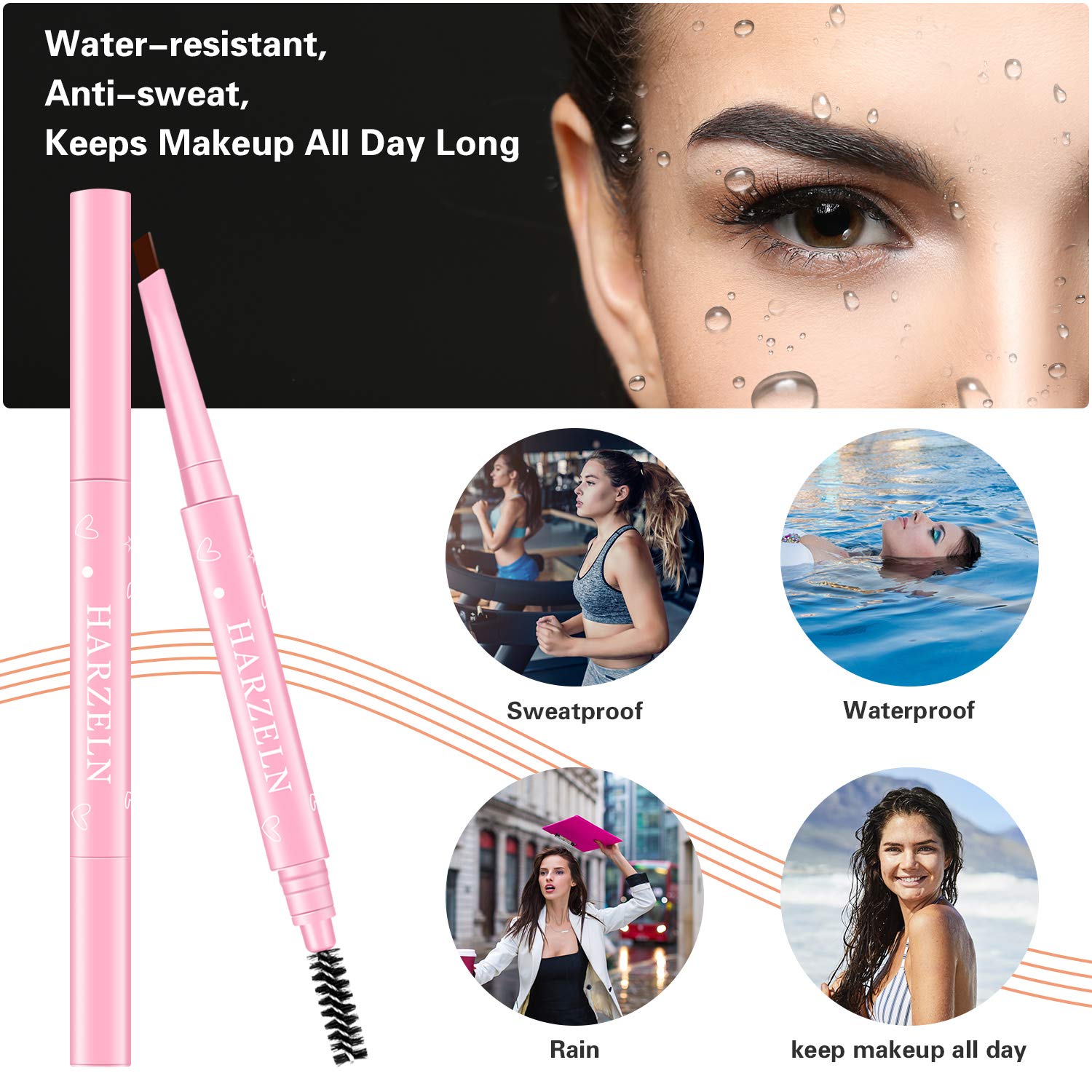 1 Count Waterproof Eyebrow Pencil - Long Lasting & Sweatproof Brow Makeup for Daily Use - Perfect for Work, Gym, and Outdoor Activities