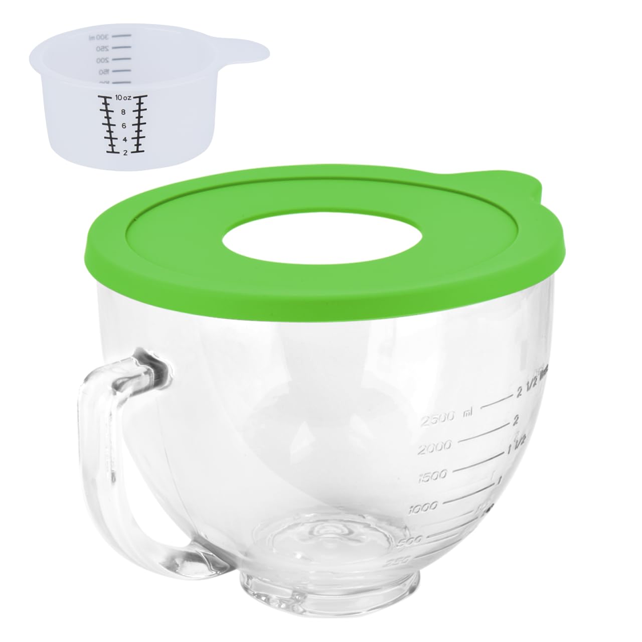 Glass Mixing Bowl Compatible with KitchenAid 4.5/5 QT Tilt-Head Stand Mixer - Microwave & Freezer Safe with Measurement Markings & Lid - Perfect for Baking, Meal Prep & Food Storage