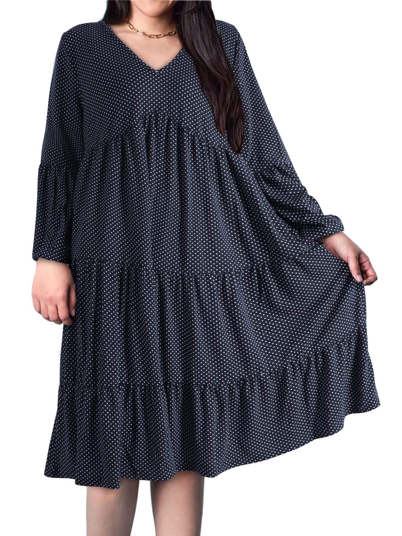 Women's Summer Boho Beach Dress - Cute Ruffle Sleeve Midi Flowy Tiered Babydoll Casual Black Dress | Perfect for Vacations, Parties & Outdoor Events