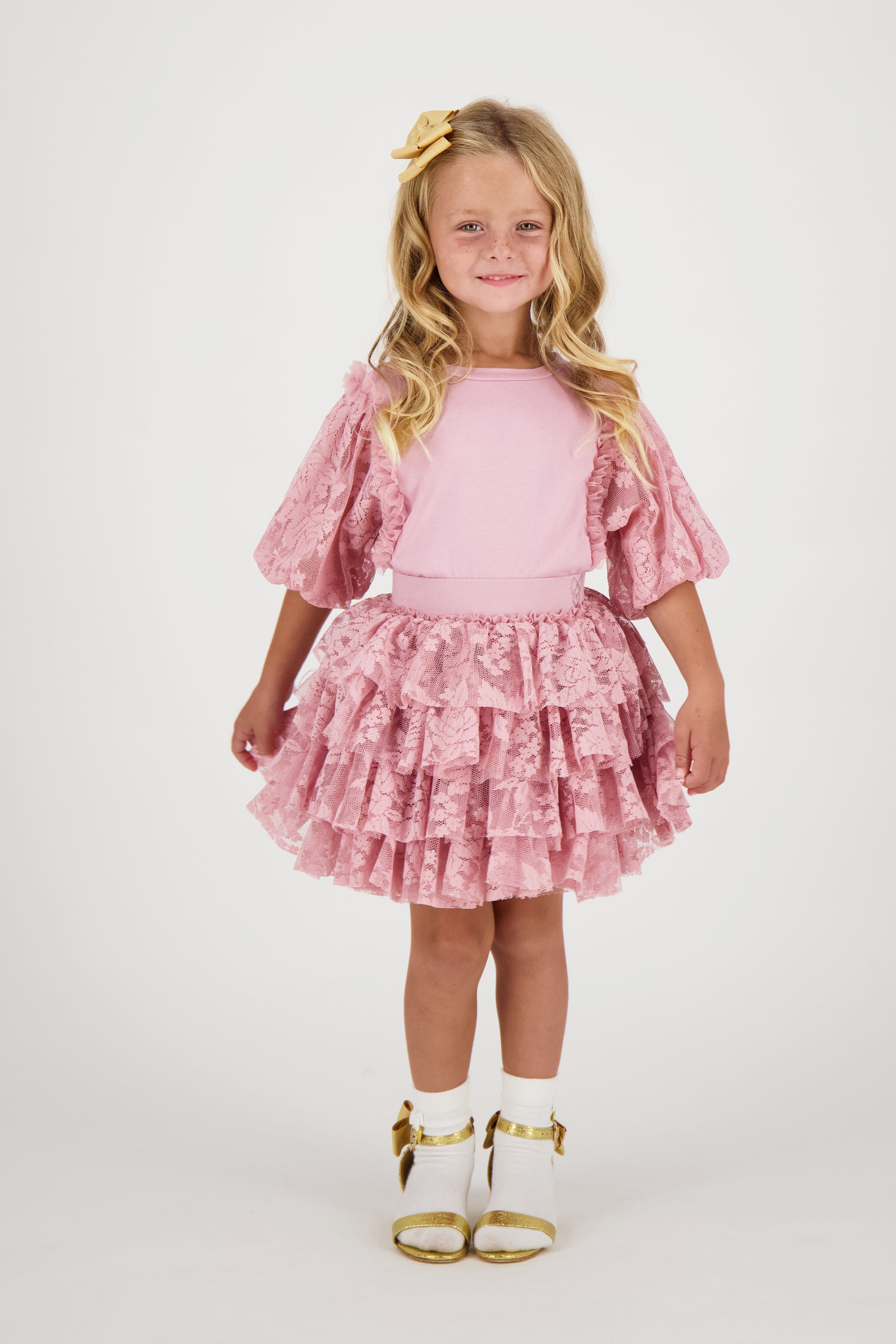 Angels Face Girls Abbie Lace Skirt - Pink Floral Embroidered Tutu Dress for Toddler & Kids, Perfect for Birthday Party, Photo Shoot & Special Occasions