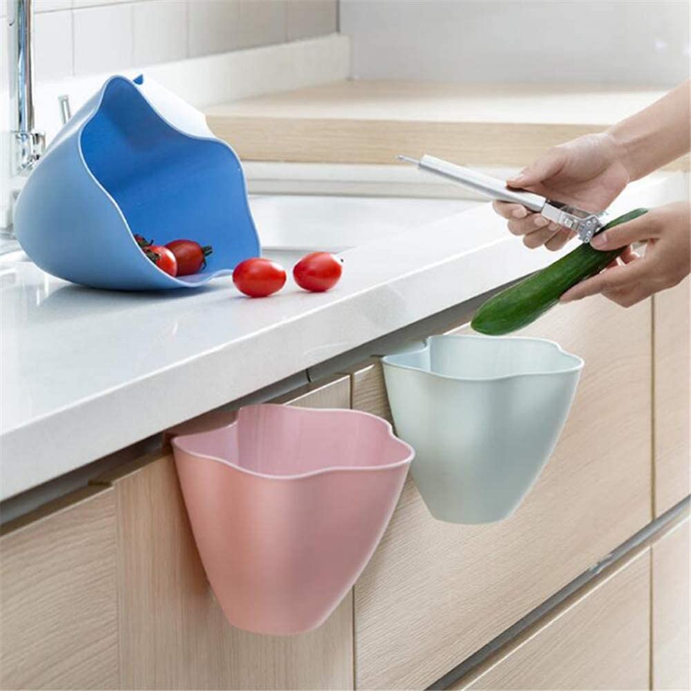 Mini Plastic Trash Can - Hanging Cabinet Door Storage Bin for Kitchen, Desk & Office | Space-Saving Green Garbage Container for Home Organization