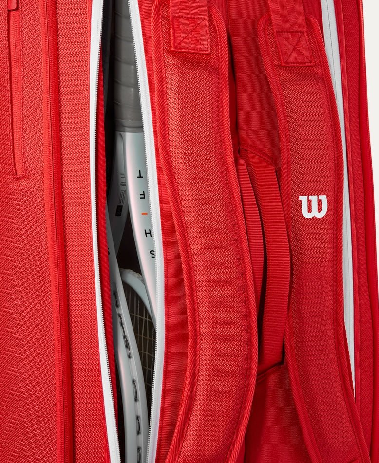 Wilson Super Tour 9 Pack Tennis Bag - Premium Red (2025) | Durable Tennis Backpack for Players & Coaches | Perfect for Tournaments, Practice & Travel