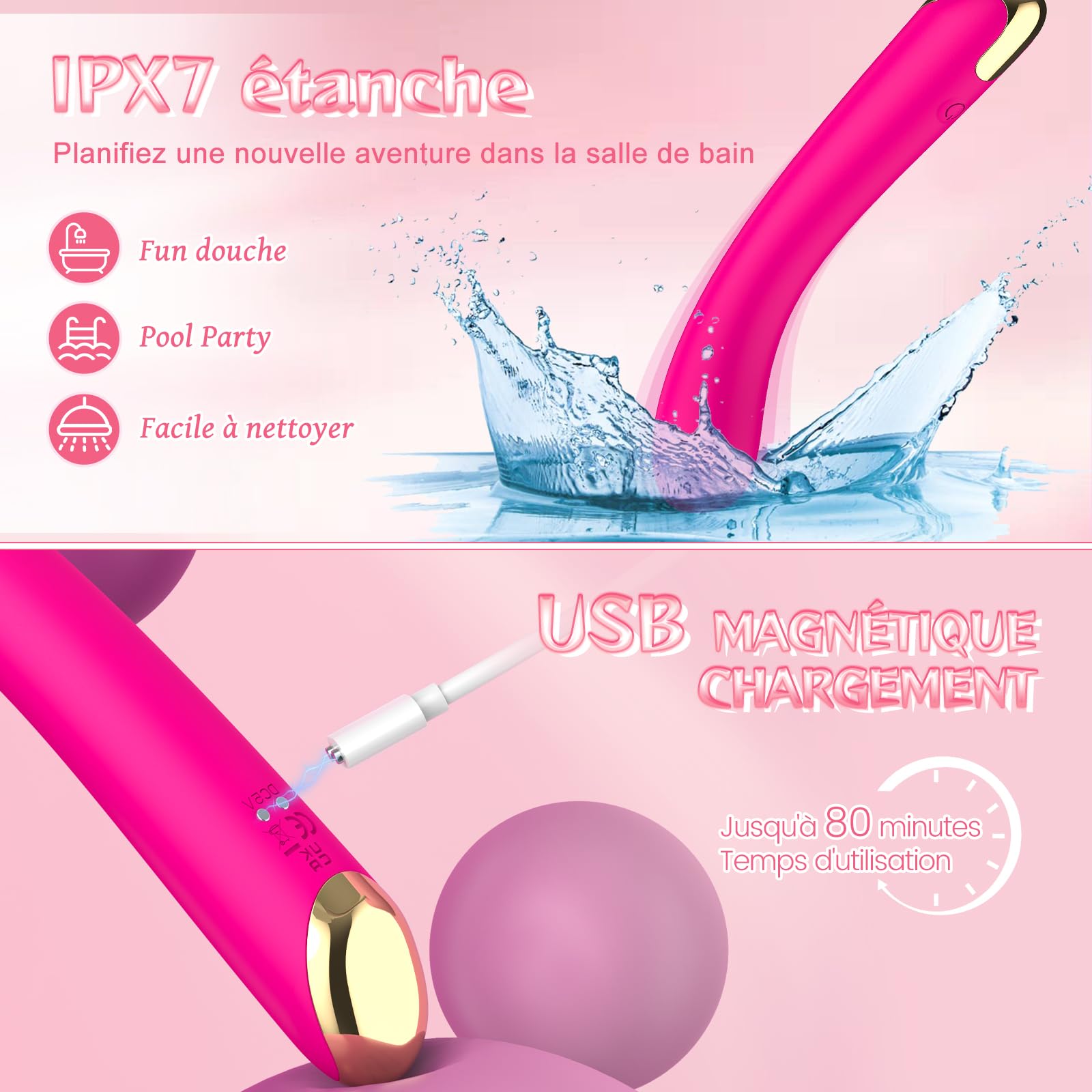 Clitoral Vibrator for Women with 10 Vibration Modes, G Spot & Clit Stimulator, Rechargeable Waterproof Sex Toy for Vaginal & Clitoral Pleasure - Perfect for Solo Play & Couples Foreplay (ROSA-Q2)