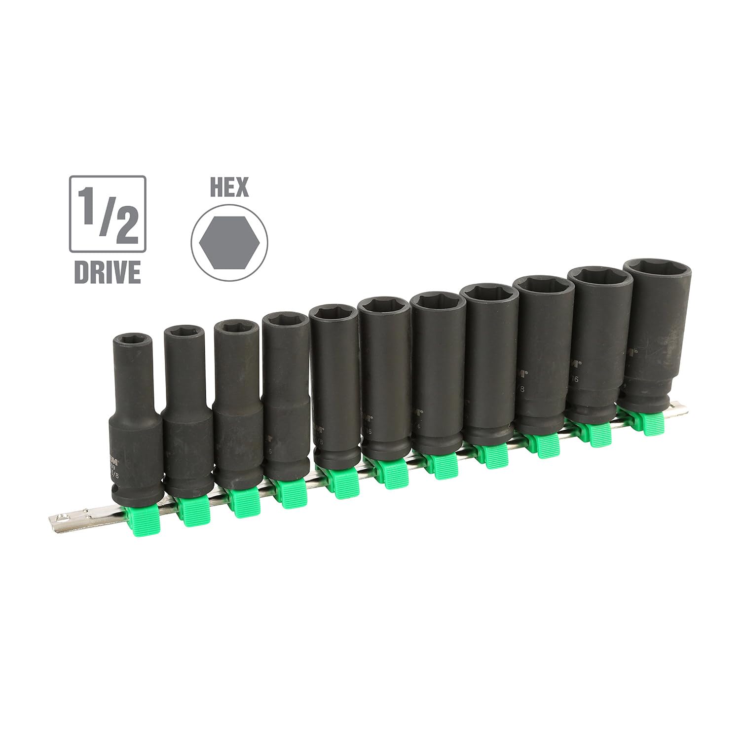 OEMTOOLS 25594 1/2 Inch Drive SAE Deep Impact Socket Set (11-Piece) - Heavy Duty Impact Sockets for Automotive Repair & Mechanical Work