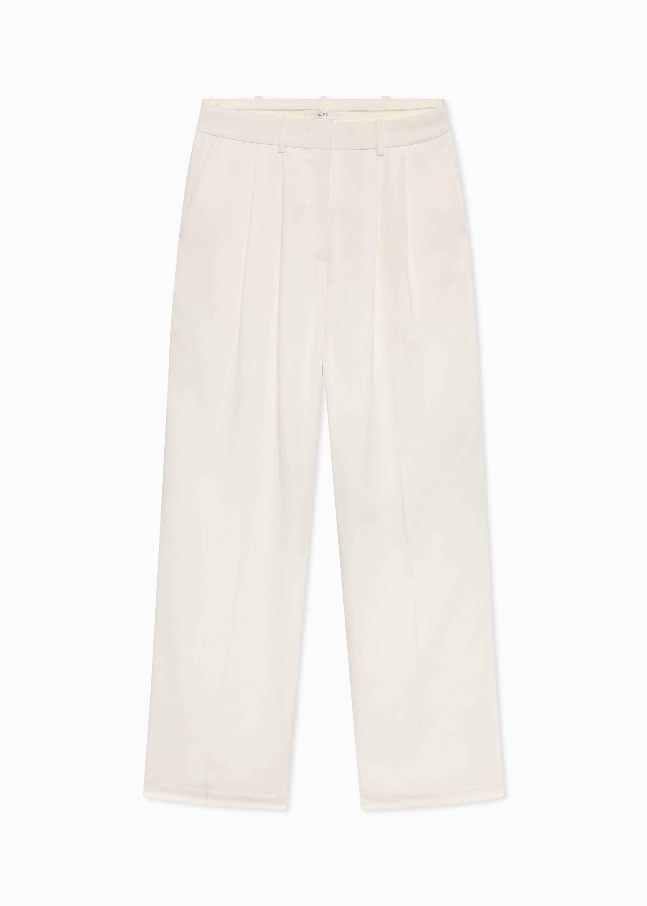 Stylish Pleat Front Crepe Trousers in Ivory - Perfect for Office Wear & Business Casual Outfits