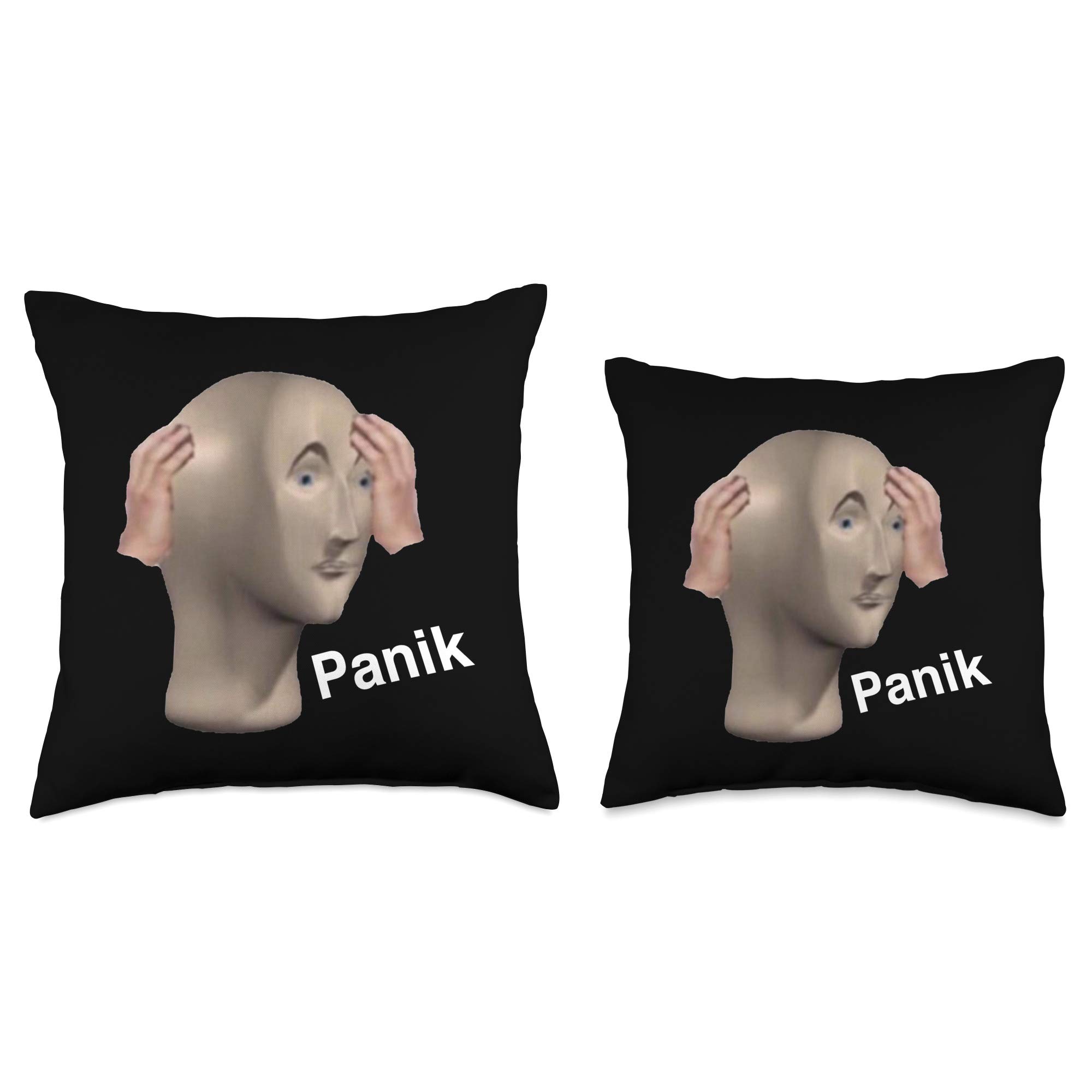 Panik Kalm Meme Man Throw Pillow - Funny Internet Meme Decor for Bedroom, Couch & Office - Soft Stress Relief Gift for Meme Lovers