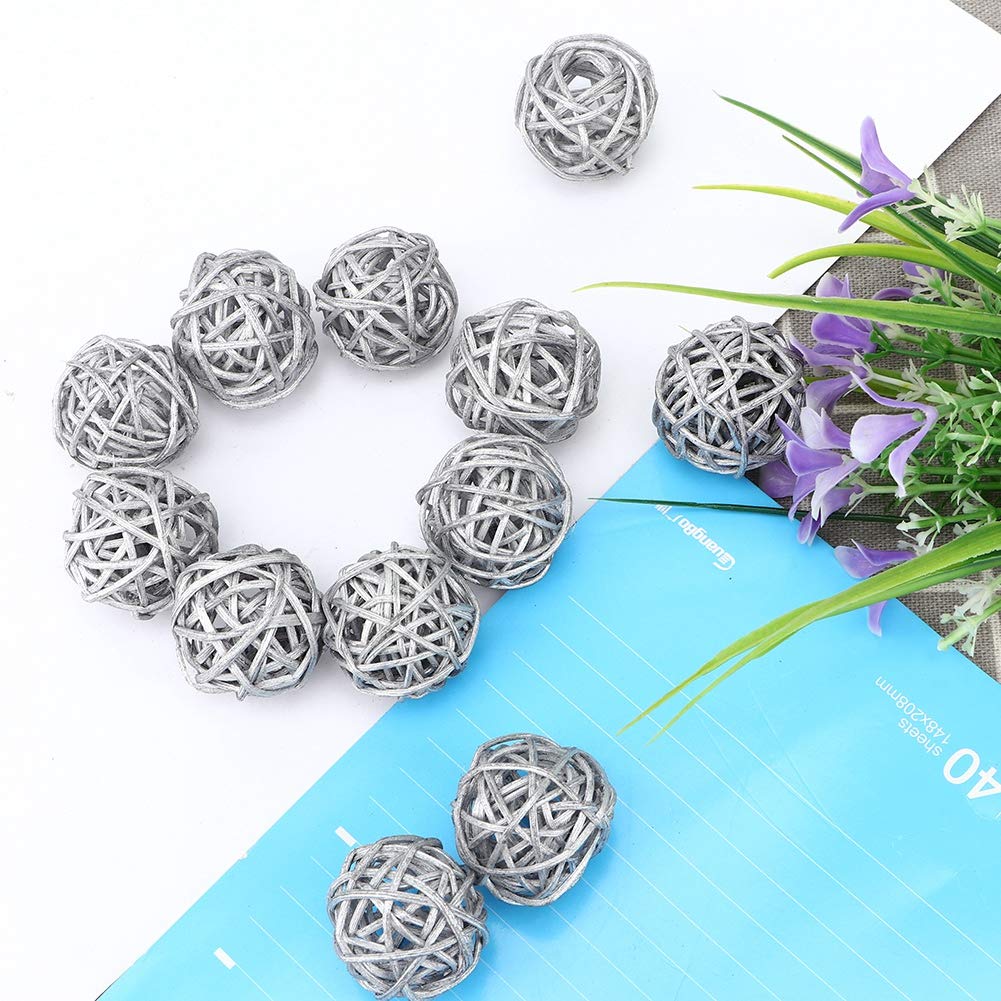 20PCS Natural Wicker Rattan Balls - Decorative Orbs for Vase Fillers, DIY Crafts, Wedding Centerpieces & Party Decor (1.18 Inch) - Perfect for Boho Home Decor, Table Scatter, Aromatherapy Diffusers & Gift Wrapping Accents