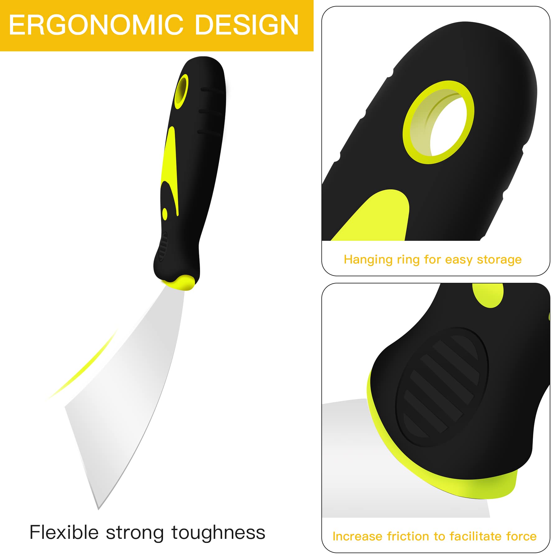 DEKEones 5-Inch Putty Knife Scraper - Metal Drywall Finishing Tool for Plaster, Decals & Wallpaper Removal - Perfect for Home Renovation & DIY Projects