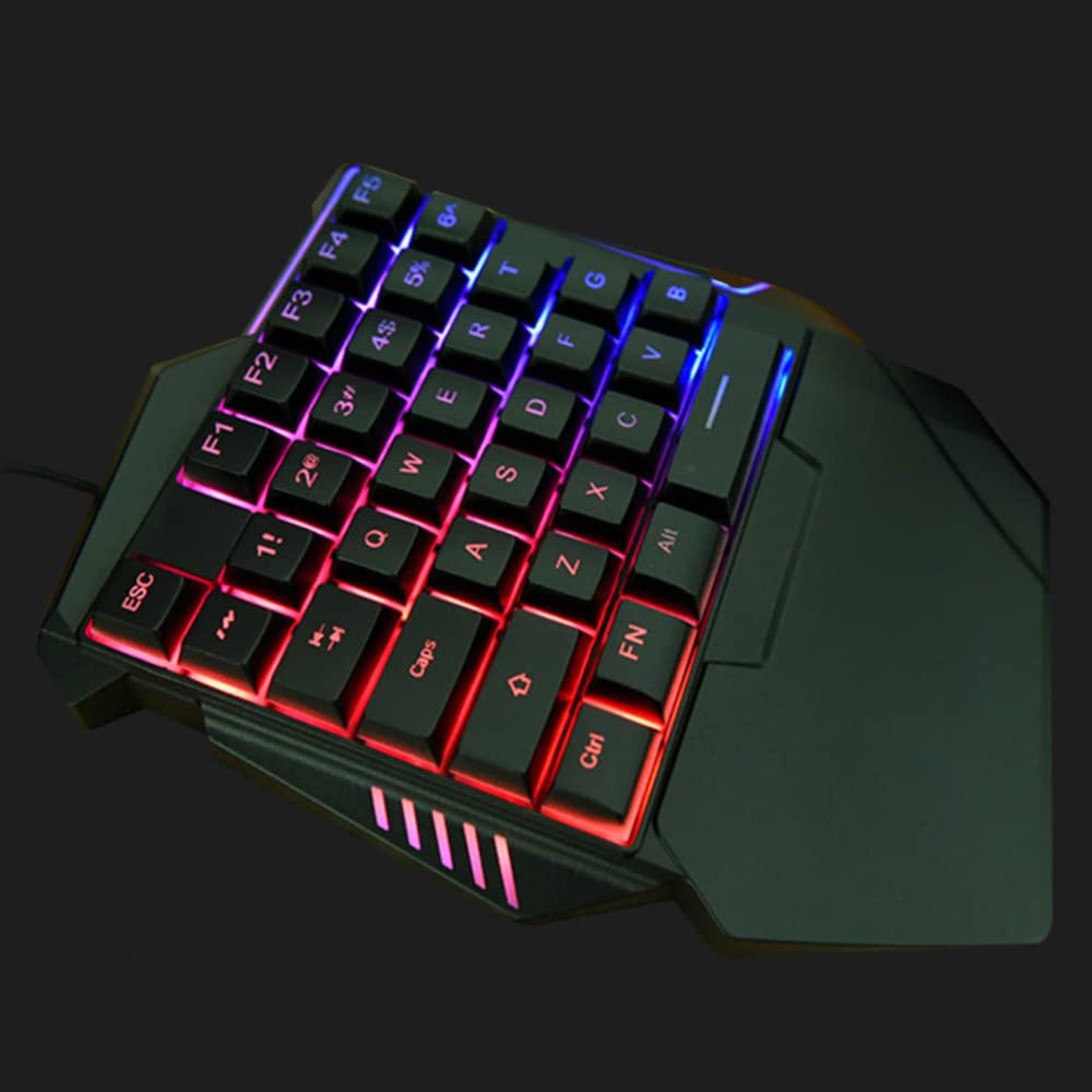 One-Hand Gaming Keyboard 35 Keys, RGB Backlit USB Keypad for Esports & Multimedia Gaming