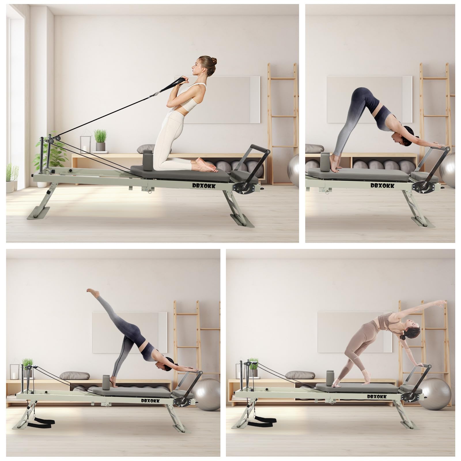 Foldable Pilates Reformer Machine for Home - Professional Pilates Equipment for Beginners & Intermediate Users - Perfect for Home Gym, Studio Workouts & Physical Therapy