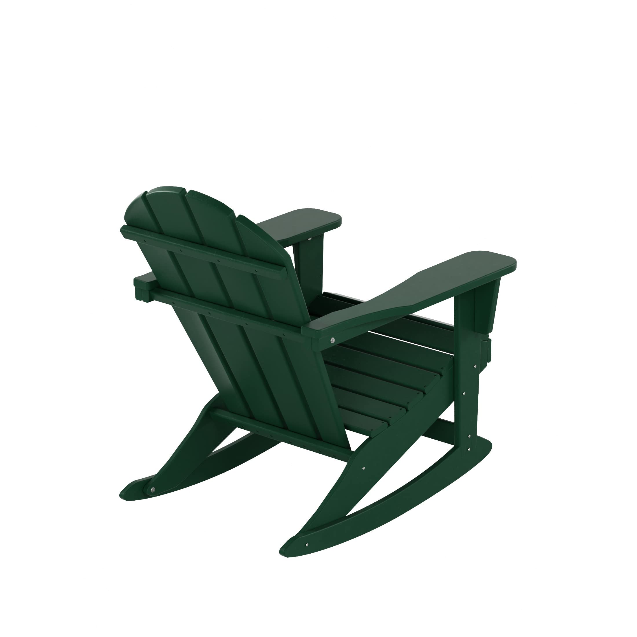 WestinTrends Malibu 3-Piece Outdoor Rocking Chair Set - All-Weather Poly Lumber Patio Furniture, 2 Adirondack Rockers with Side Table in Dark Green - Perfect for Porch, Garden, Backyard Relaxation and Outdoor Entertaining