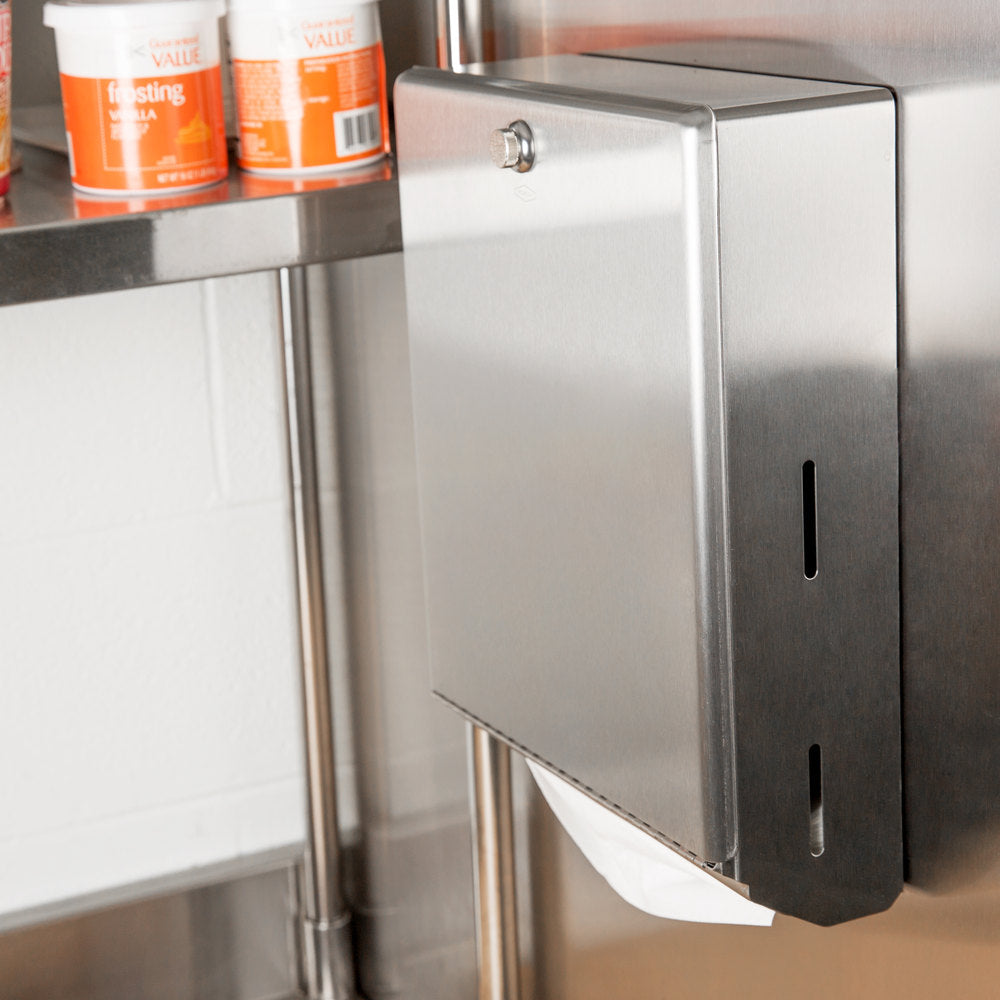 Bobrick B2620 ClassicSeries Paper Towel Dispenser with Knob Latch - Surface Mounted Satin Finish for Restrooms, Kitchens & Commercial Spaces