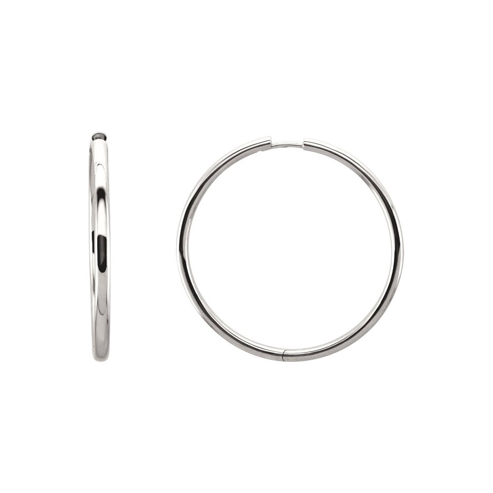The Black Bow 2.6mm Hinged Endless Round Hoop Earrings - 39mm Sterling Silver for Everyday Elegance and Special Occasions