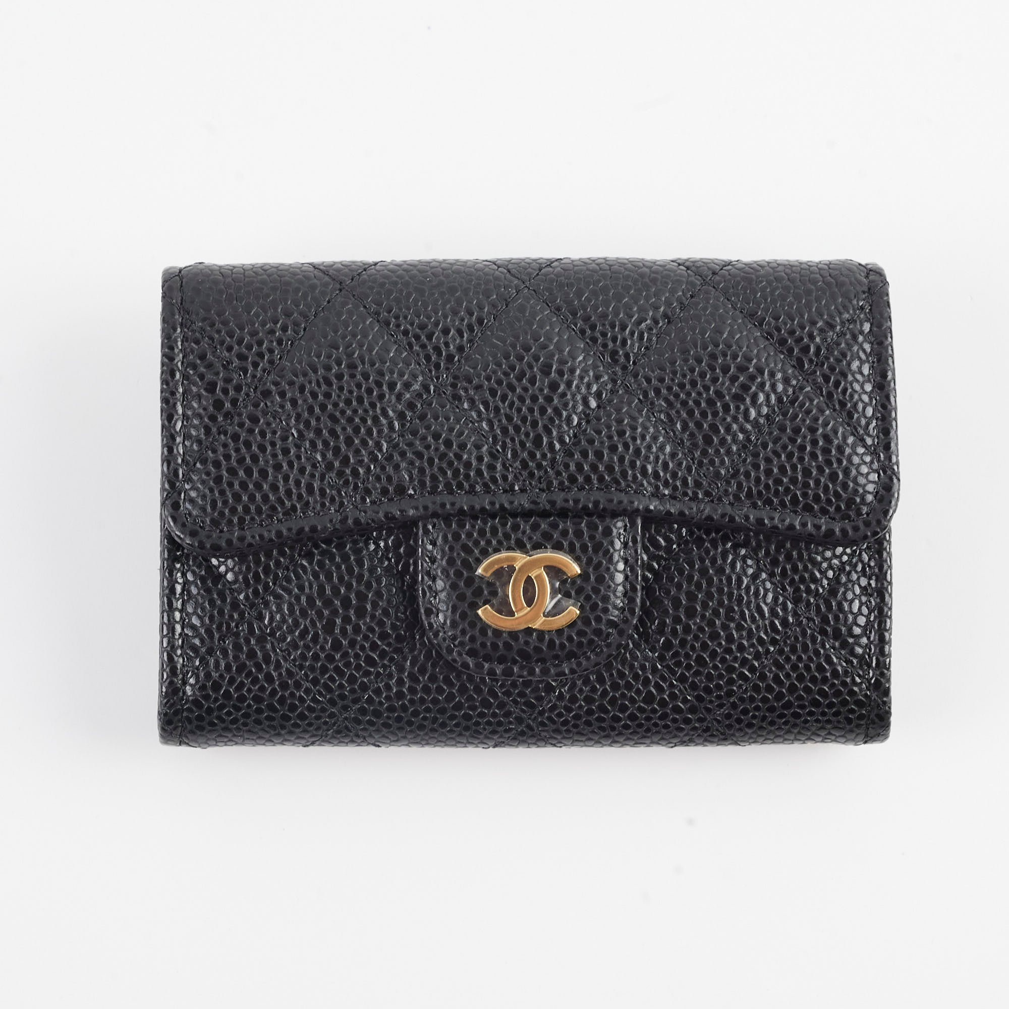 Chanel Caviar Quilted Leather Card Holder Wallet - Black | Luxury Compact Credit Card Case for Women | Perfect for Everyday Use, Travel & Gifting