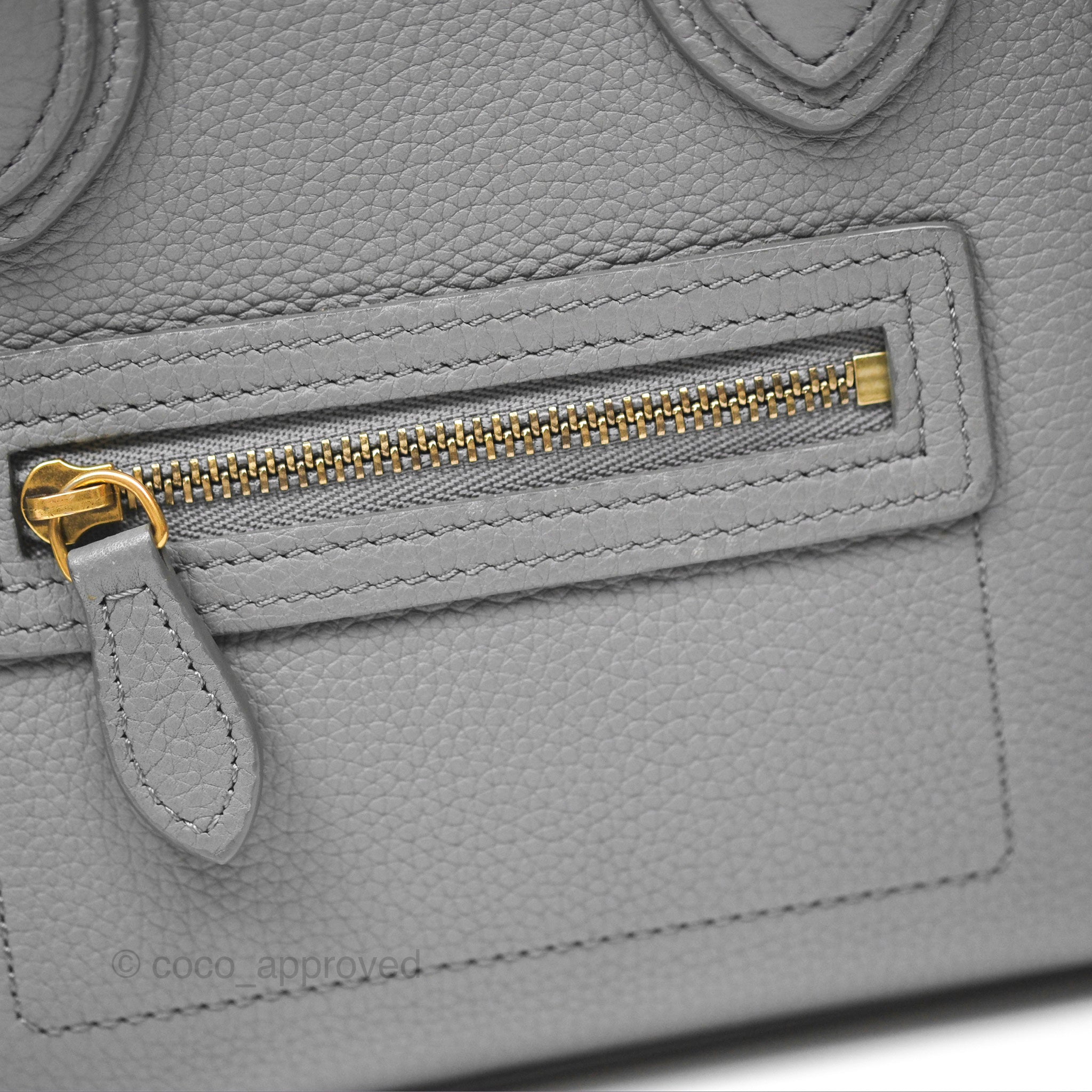 Celine Nano Luggage Bag in Grey Drummed Calfskin Leather - Perfect for Work, Travel & Everyday Luxury Handbag