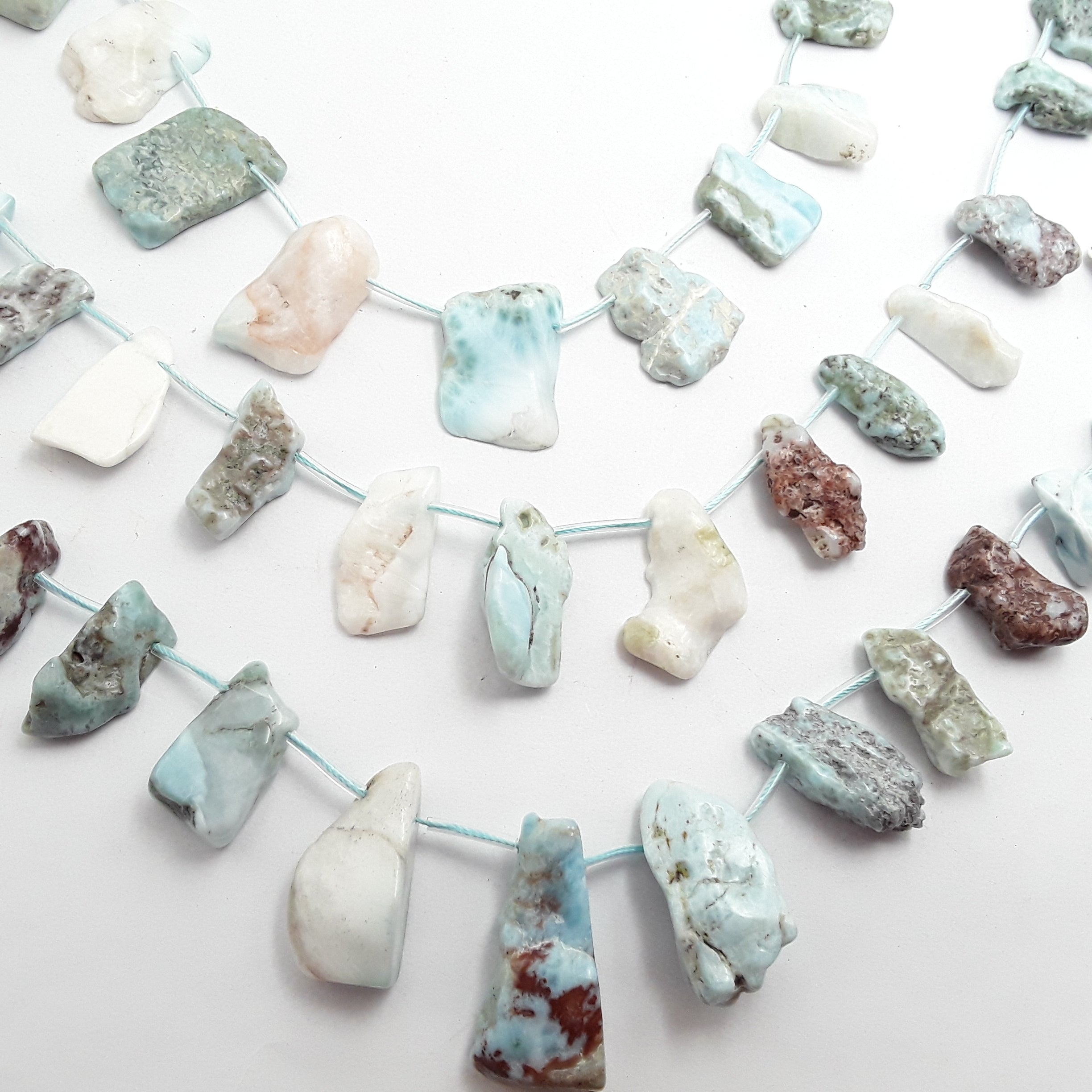 Natural Larimar Freeform Slab Beads - 15.5 Inch Strand with 13-33mm Graduated Nuggets for Jewelry Making & DIY Crafts | Perfect for Necklaces, Bracelets & Boho Accessories