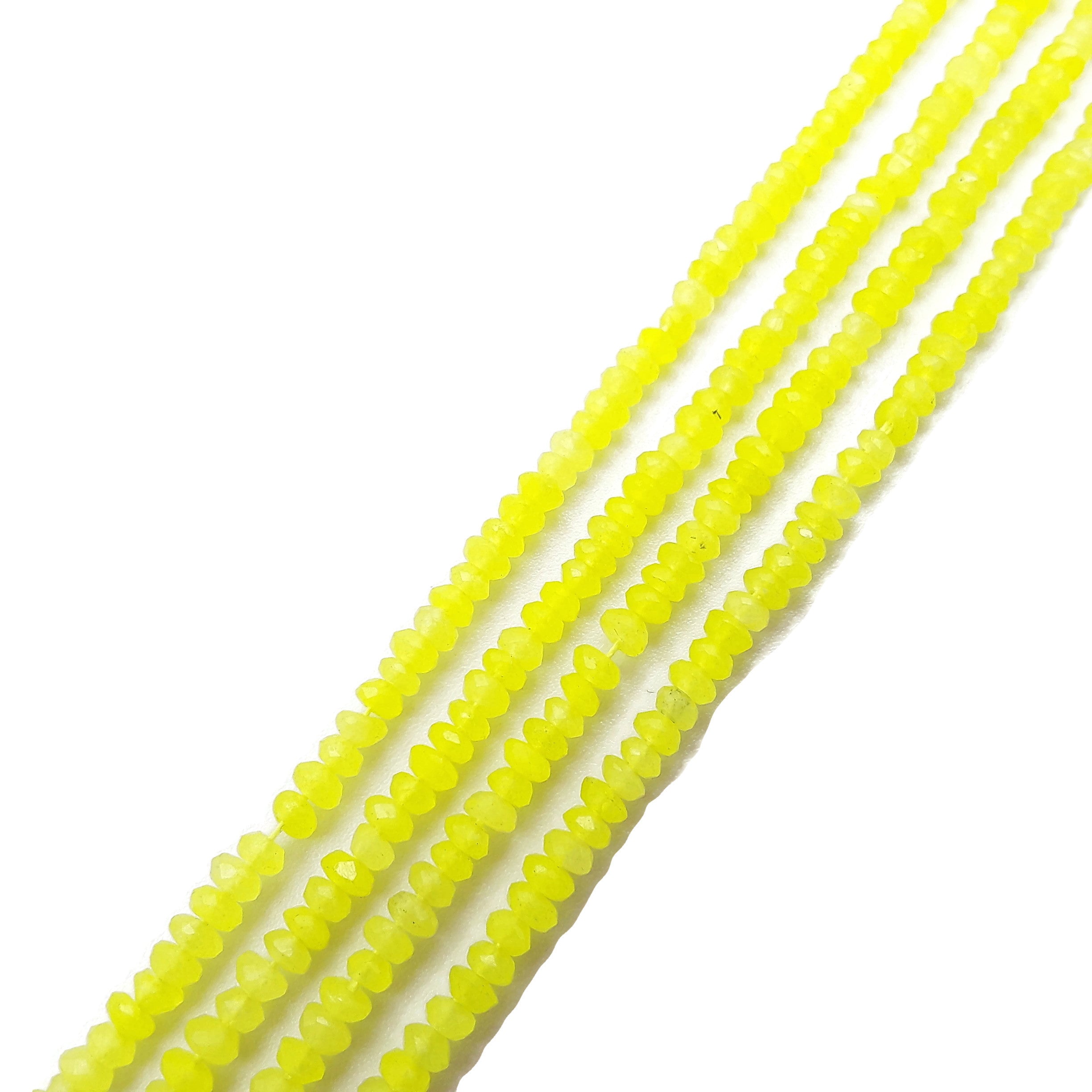 Natural Lemon Yellow Dyed Jade Faceted Rondelle Beads 2x4mm - 15.5 Inch Strand for Jewelry Making, DIY Bracelets & Necklaces | Perfect for Beading Crafts, Gift Making & Spiritual Healing
