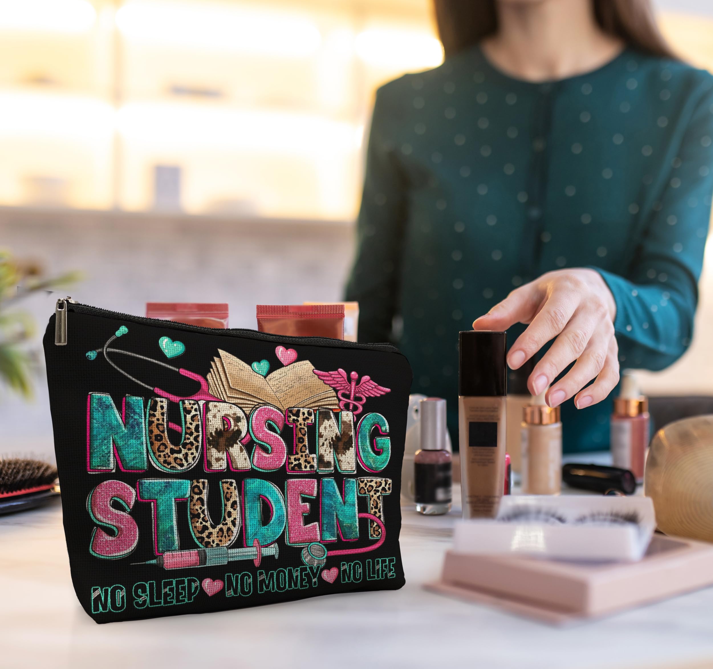 Nursing Student Makeup Bag - Perfect Gift for Nursing Students & Future Nurses | Nurse Appreciation & Graduation Gifts | Waterproof Cosmetic Pouch for Clinicals & Daily Use