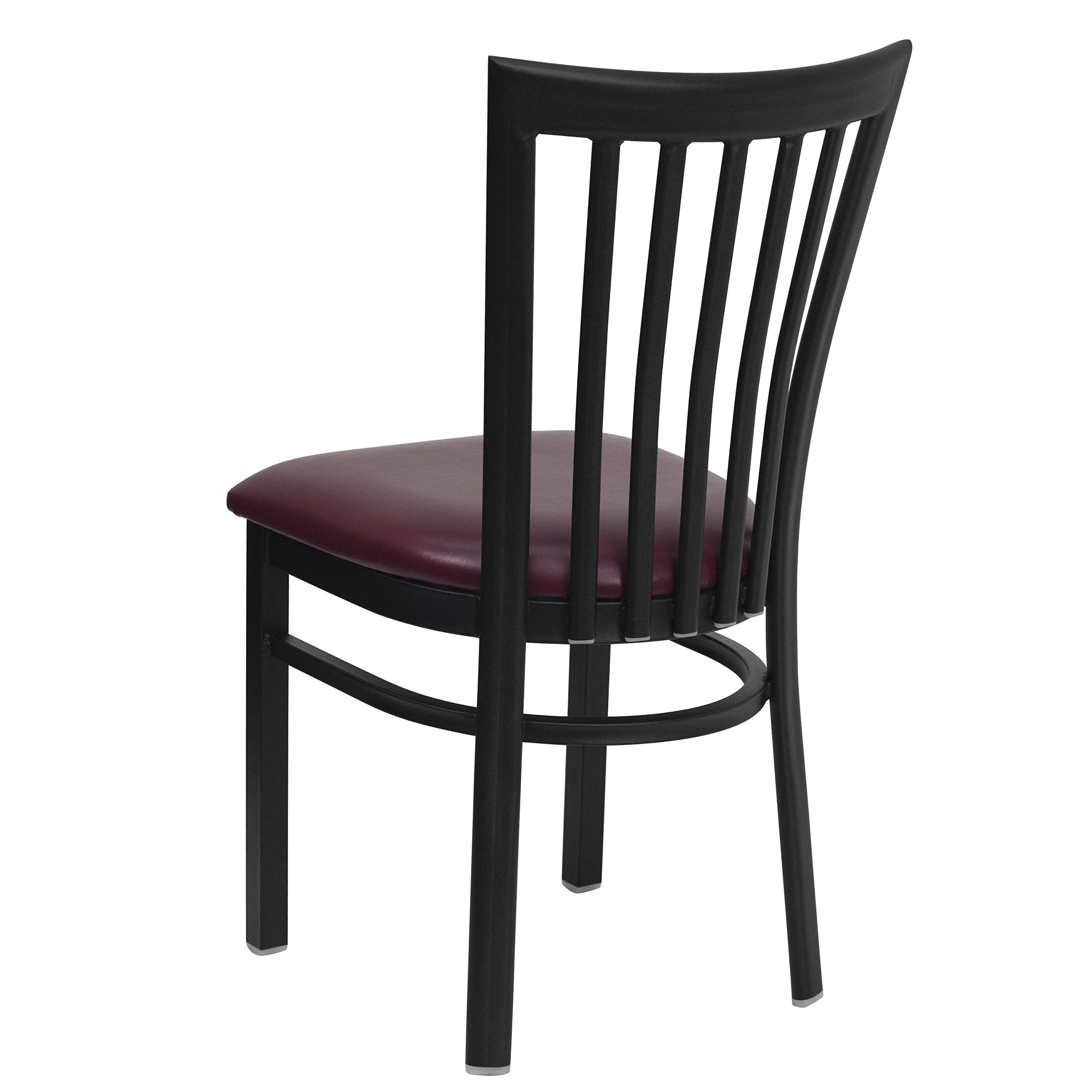 Flash Furniture 2 Pack HERCULES Series Black Metal Restaurant Chairs with Burgundy Vinyl Seats - Durable School Style Dining Chairs for Cafeterias, Restaurants & Home Kitchens