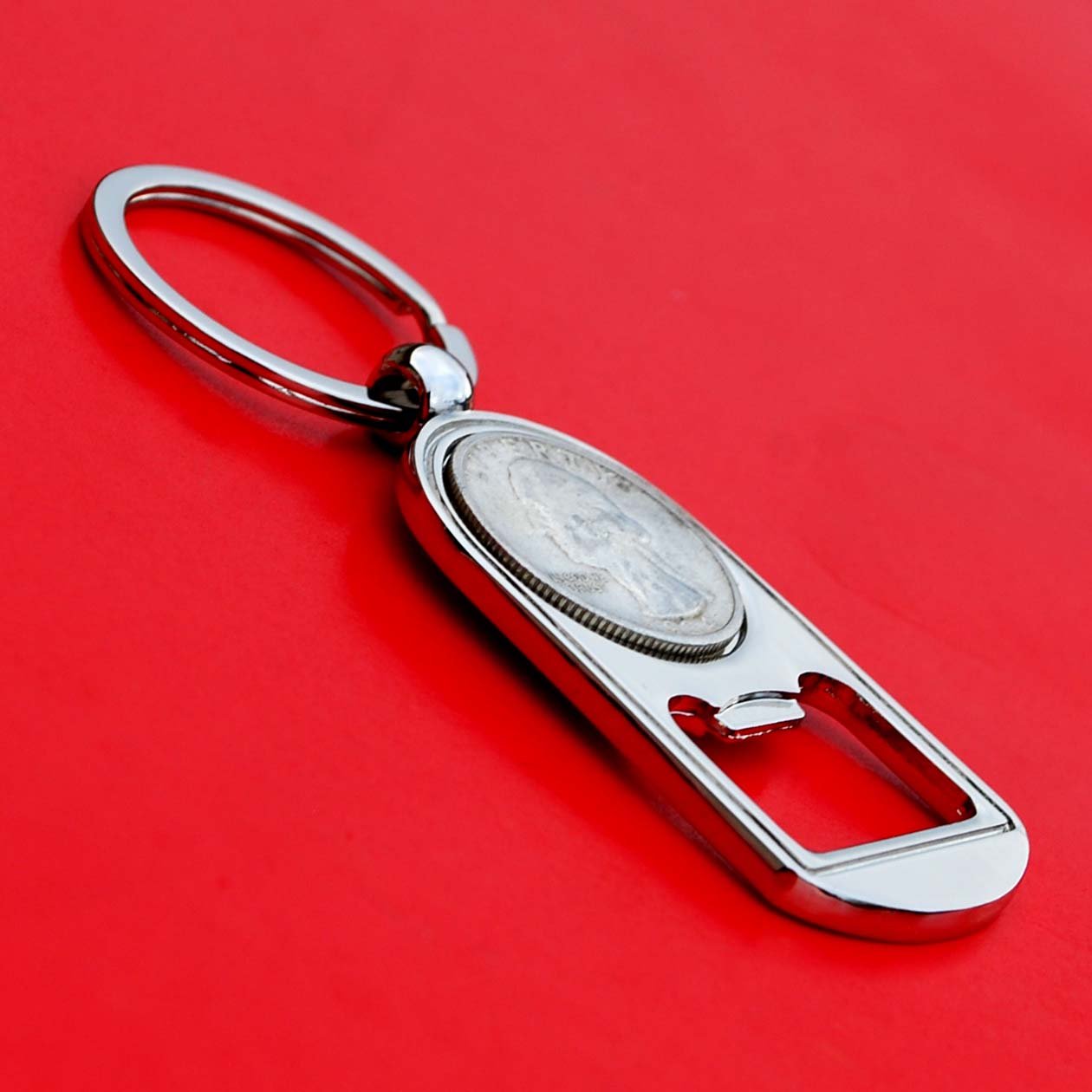 Vintage 1934 Washington Quarter 90% Silver Coin Keychain with Bottle Opener - Unique Collectible Gift for Coin Enthusiasts (Perfect for Key Rings, Gifts & Everyday Carry)
