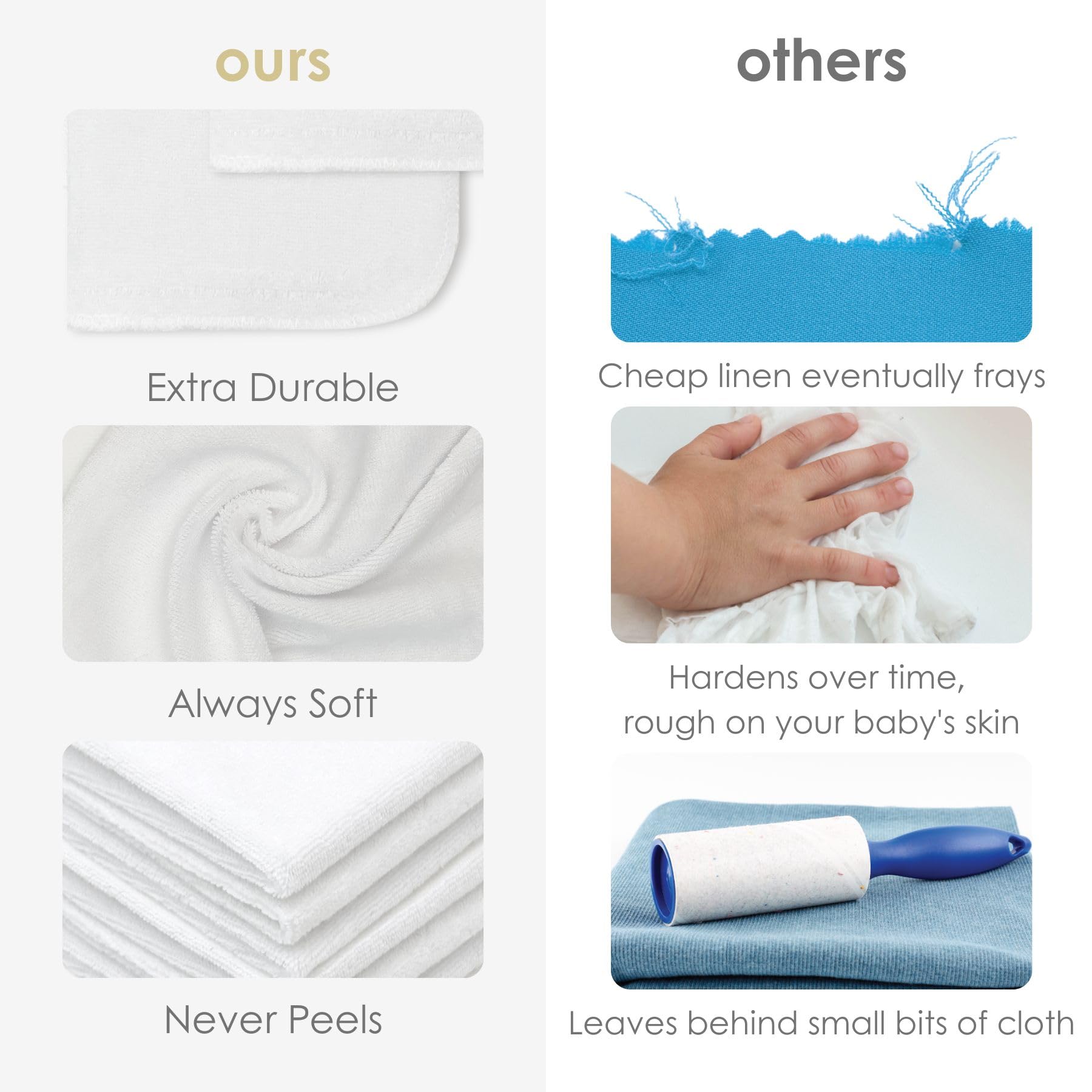 Kushies Ultra Soft Baby Washcloths 6-Pack - Gentle White Washcloths for Newborn Face & Body Care - Mini Baby Towels for Bath Time & Sensitive Skin (A371W) - Perfect for Nursery, Baby Showers & Travel Essentials