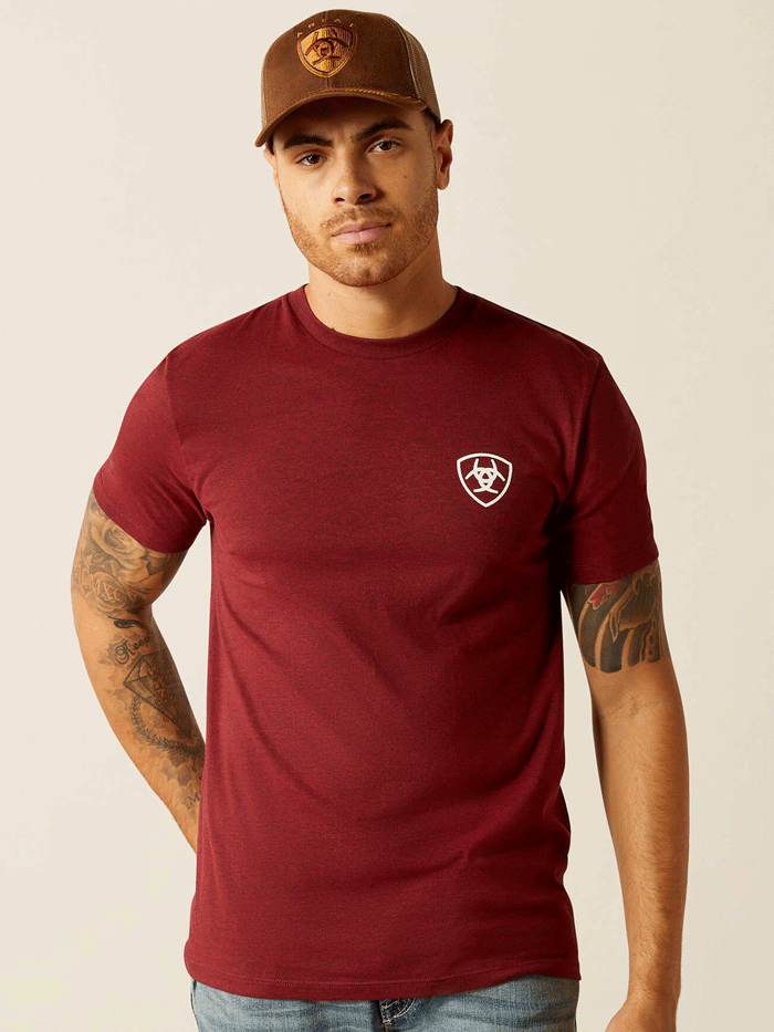 Ariat Men's Eagle and Snake Graphic T-Shirt - Burgundy Red Cotton Tee for Casual Wear & Western Style Outfits