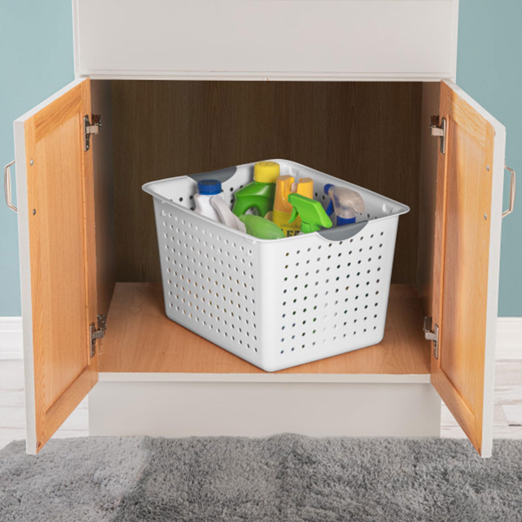 Sterilite Deep Ultra Basket - 18-Pack White Storage Bins for Closet, Pantry & Cabinet Organization | Space-Saving Open Containers for Shelving & Countertop Use | Perfect for Home, Office & Laundry Room Storage
