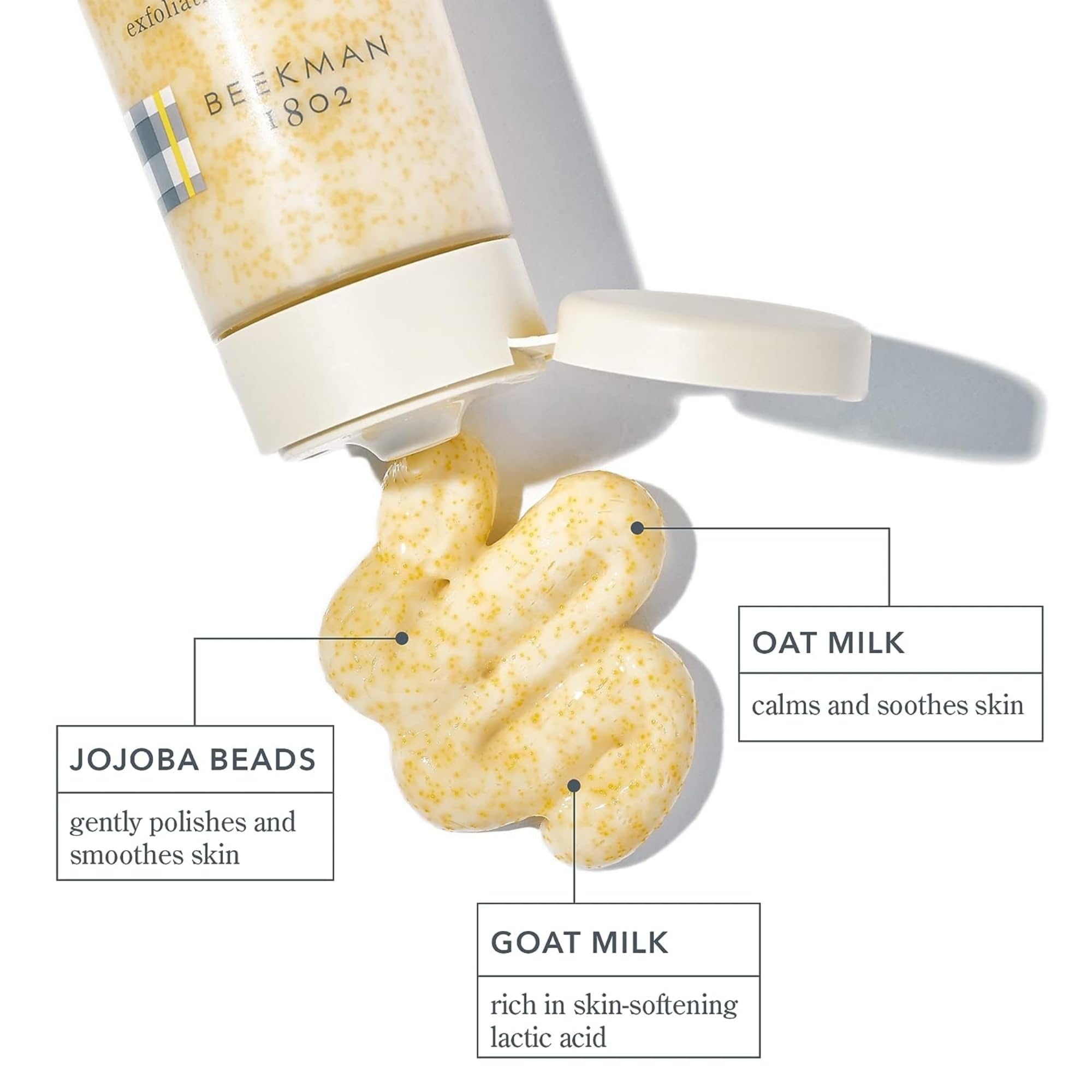 Beekman 1802 Oat & Goat Milk Exfoliating Face Scrub (3 fl oz) + Milk RX Anti-Aging Cream (1.69 fl oz) - Sensitive Skin Care Set - Vegan & Cruelty Free - Gentle Exfoliation & Hydration for Daily Skincare Routine