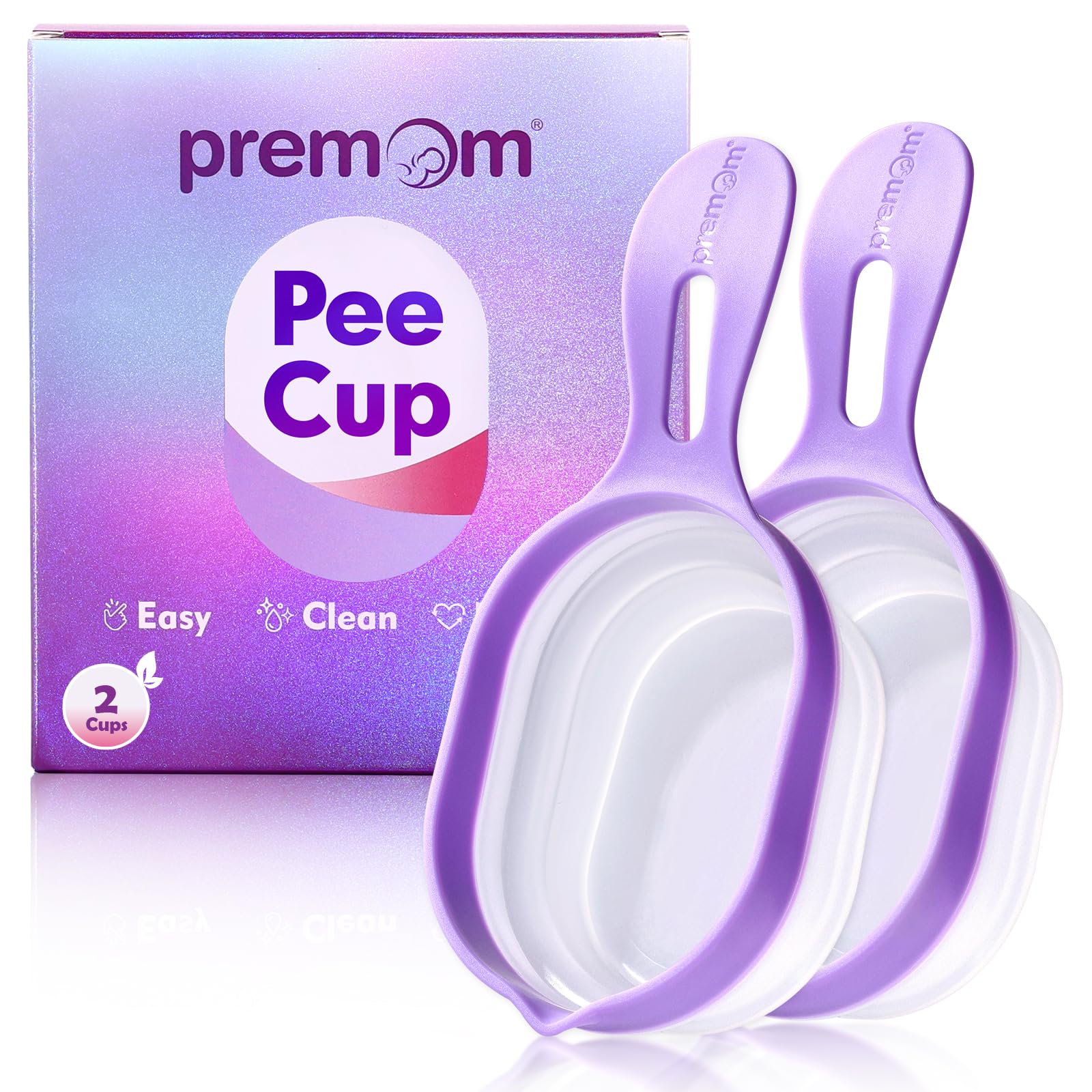 Premom 2 Pack Reusable Collapsible Urine Cups for Ovulation & Pregnancy Tests - Easy to Use & Clean Home Fertility Testing Kit for Women | Perfect for Tracking Fertility & Early Pregnancy Detection at Home