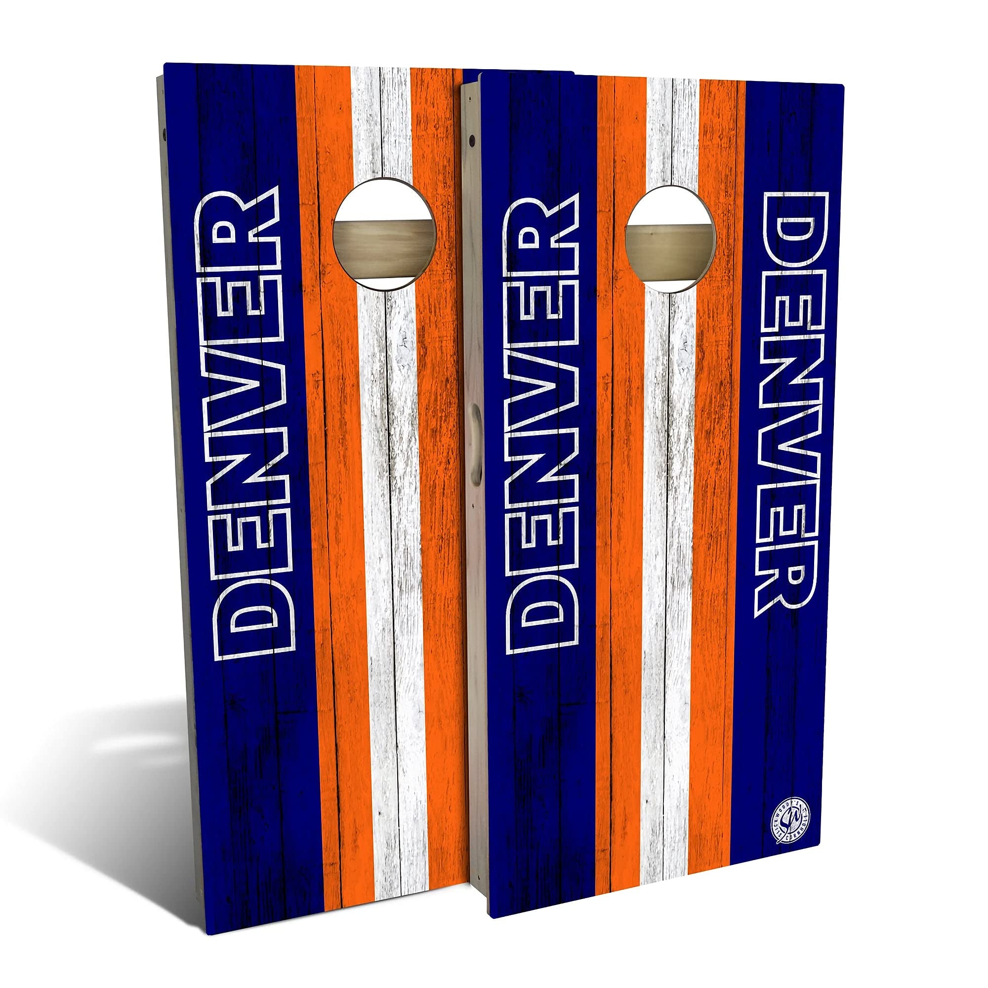 Denver City Themed Cornhole Game Set - Premium Wooden Boards & 8 Bean Bags - Multiple Sizes & Accessories Included - Perfect for Backyard Parties, Tailgating & Outdoor Events