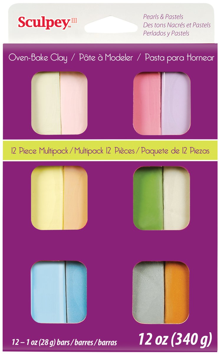 Sculpey III® 12 Pastel Colors Polymer Oven-Bake Clay - Non-Toxic Modeling Clay for Sculpting, DIY Crafts & School Projects (12 oz) - Perfect for Kids, Beginners & Holiday Creations - Great for Jewelry Making, Home Decor & Gift Ideas
