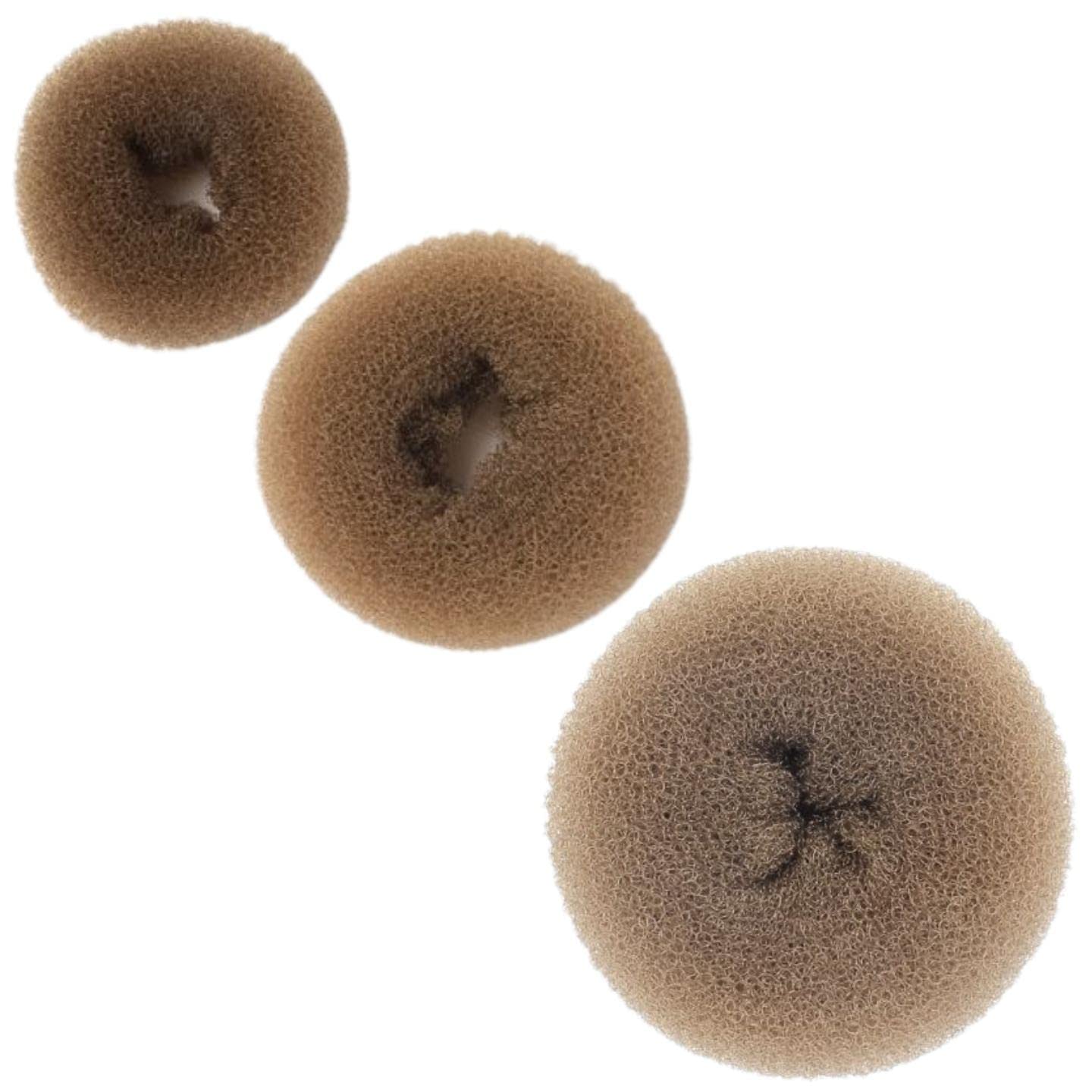TopKids Hair Donut Bun Maker Set - Small, Medium & Large Brown Bun Doughnut Shaper with Bobby Pins - Perfect for Girls, Women & Kids Hairstyles - Great for School, Parties & Everyday Styling