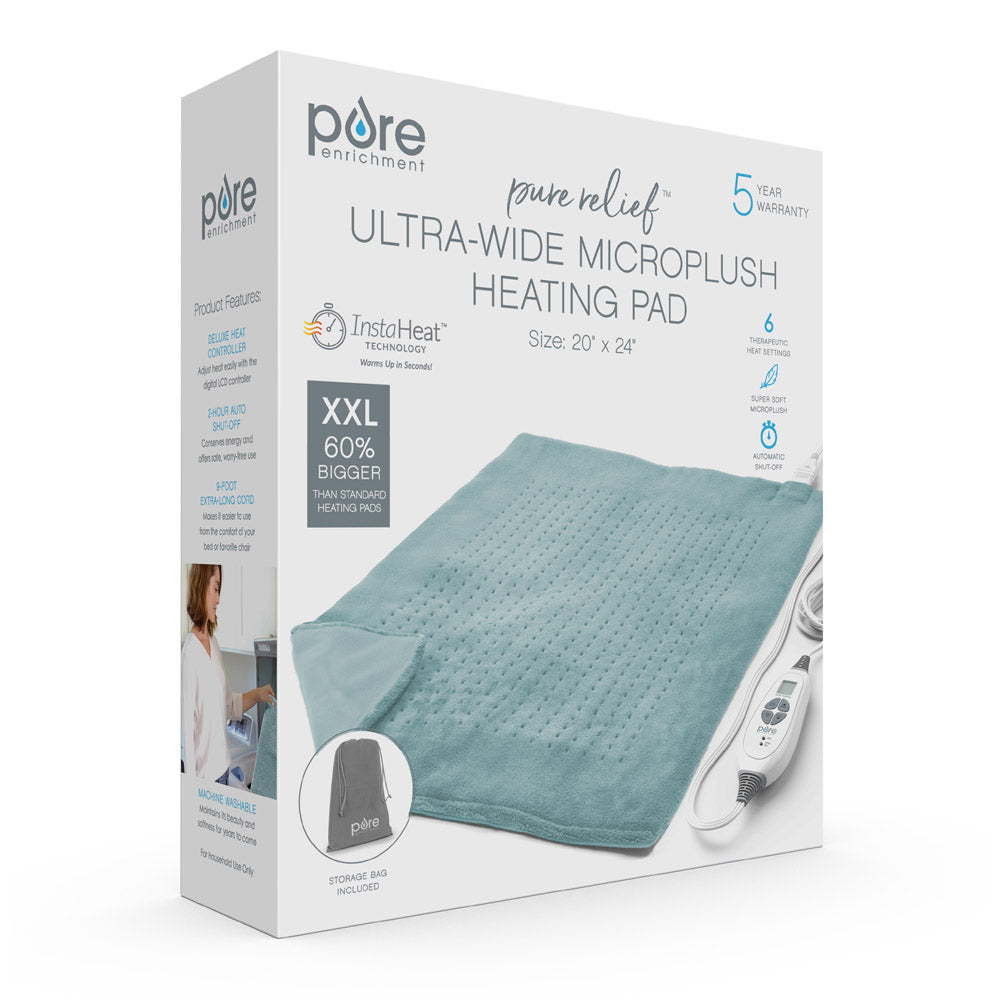 PureRelief XXL Ultra Wide Microplush Heating Pad for Back Pain Relief - Large Electric Heating Pad for Shoulders, Neck & Muscle Pain - Perfect for Home, Office & Physical Therapy Use